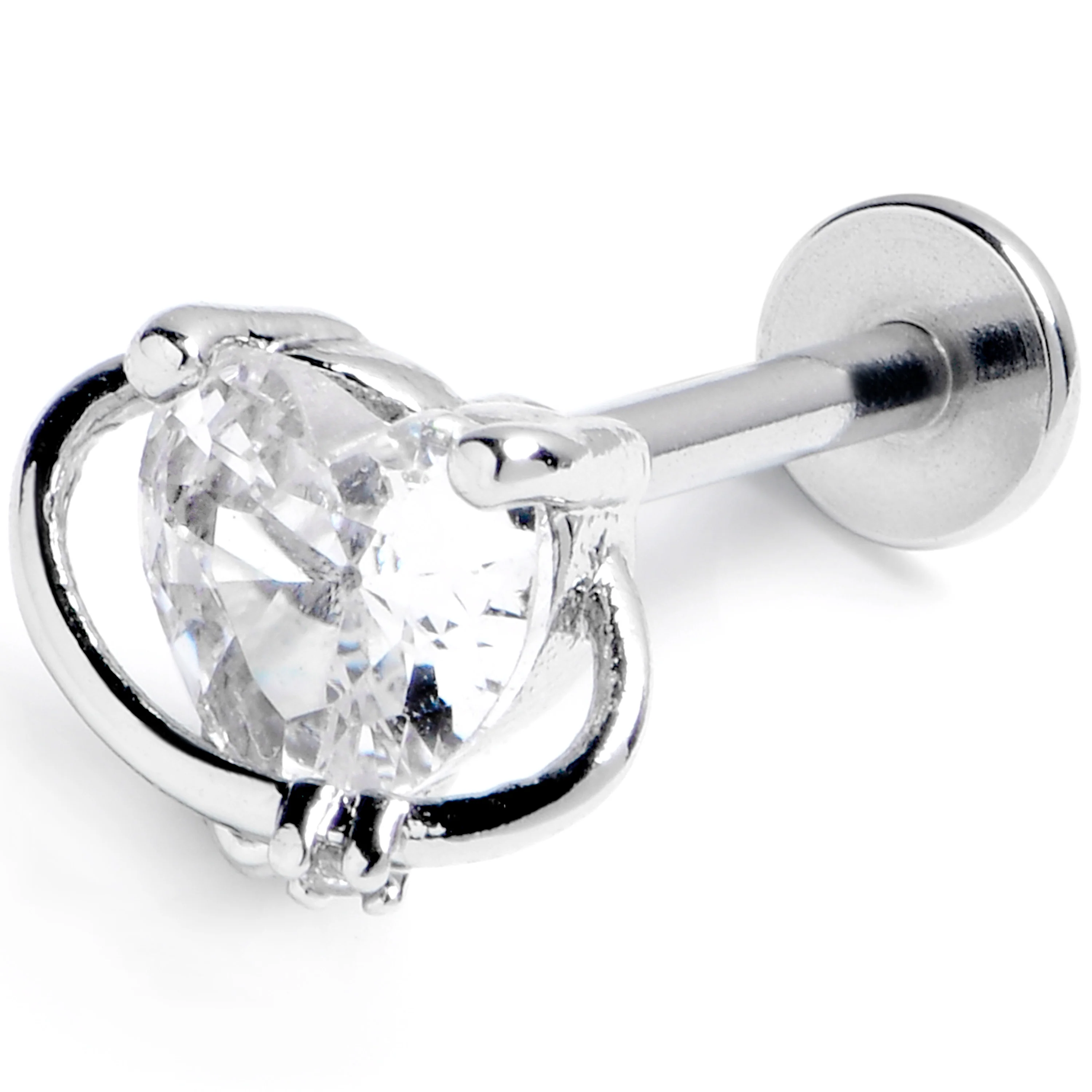 16G 5/16 Clear CZ Gem Saturn Heart Labret Monroe Tragus