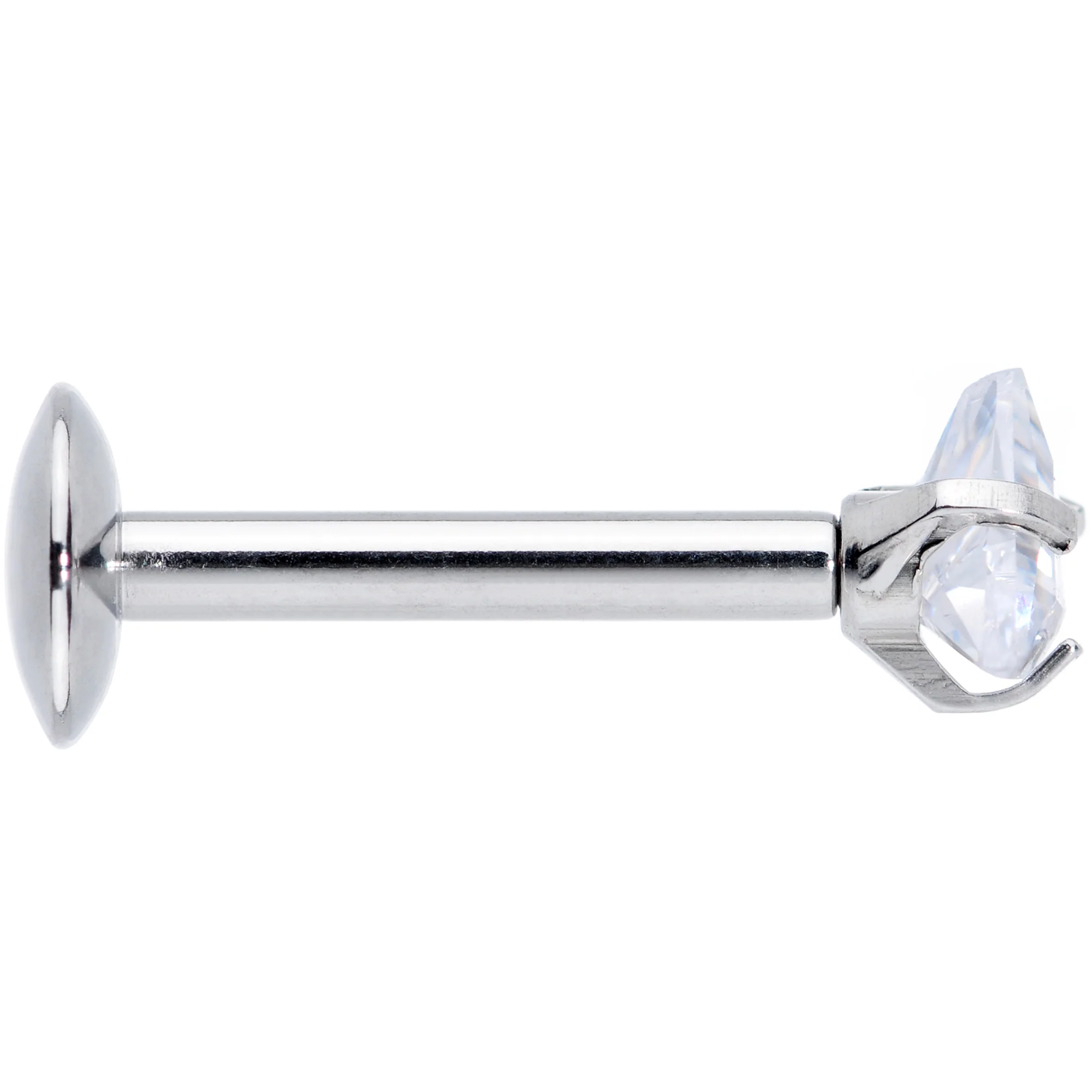 16G 5/16 Clear CZ Gem Triangle Internal Thread Labret Tragus - Image 2