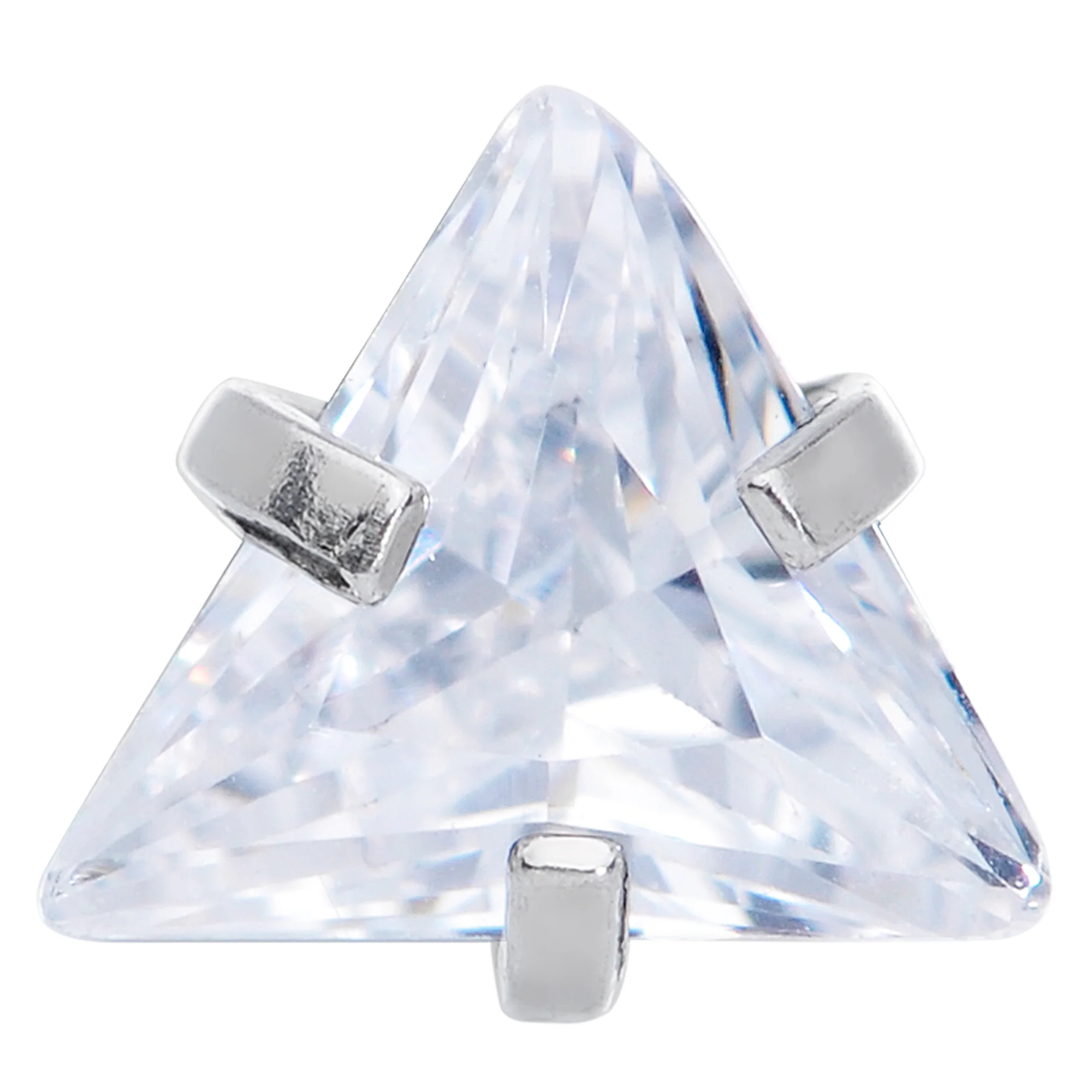 16G 5/16 Clear CZ Gem Triangle Internal Thread Labret Tragus - Image 3