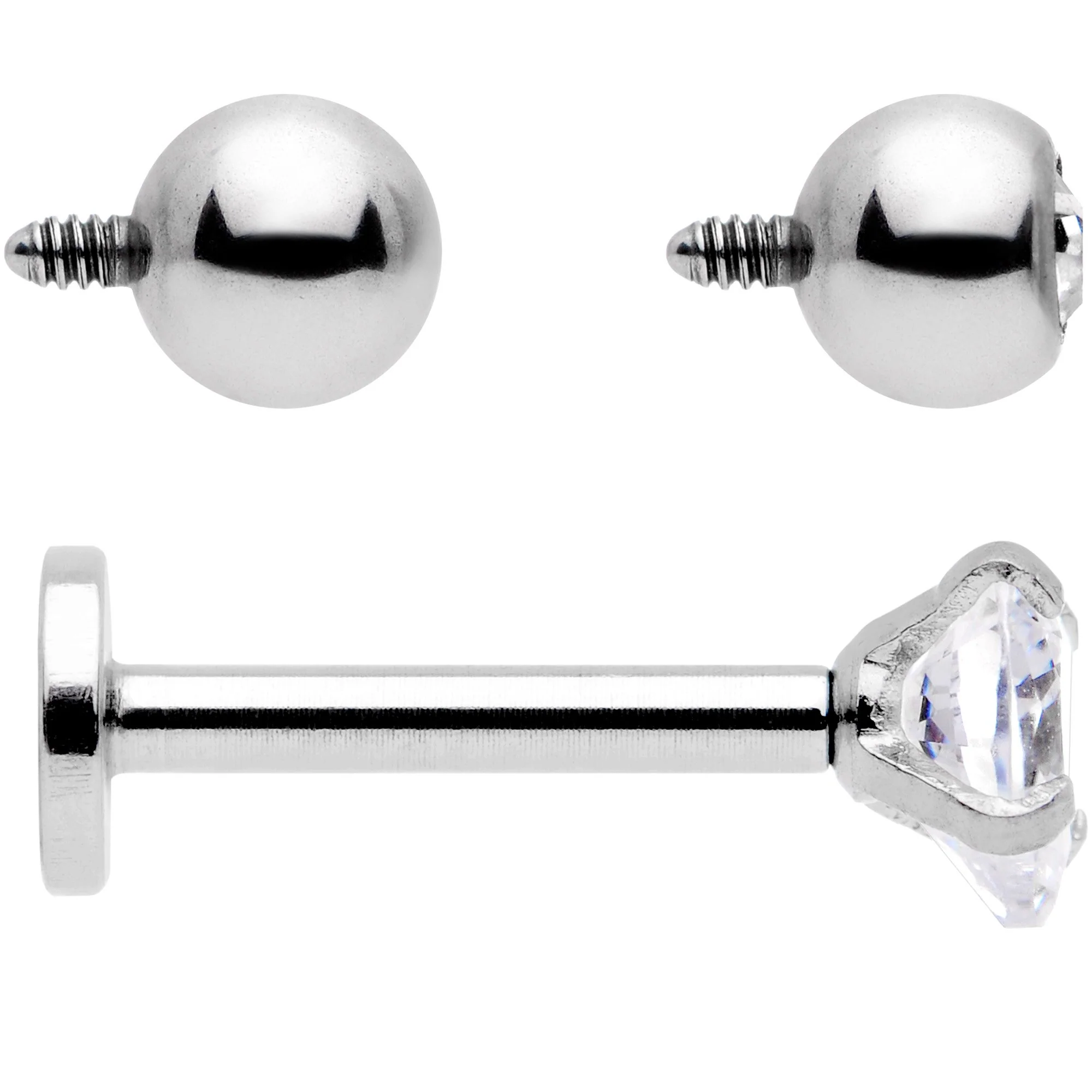 16G 5/16 Clear CZ Gem Variety Heart Labret Monroe Tragus - Image 2
