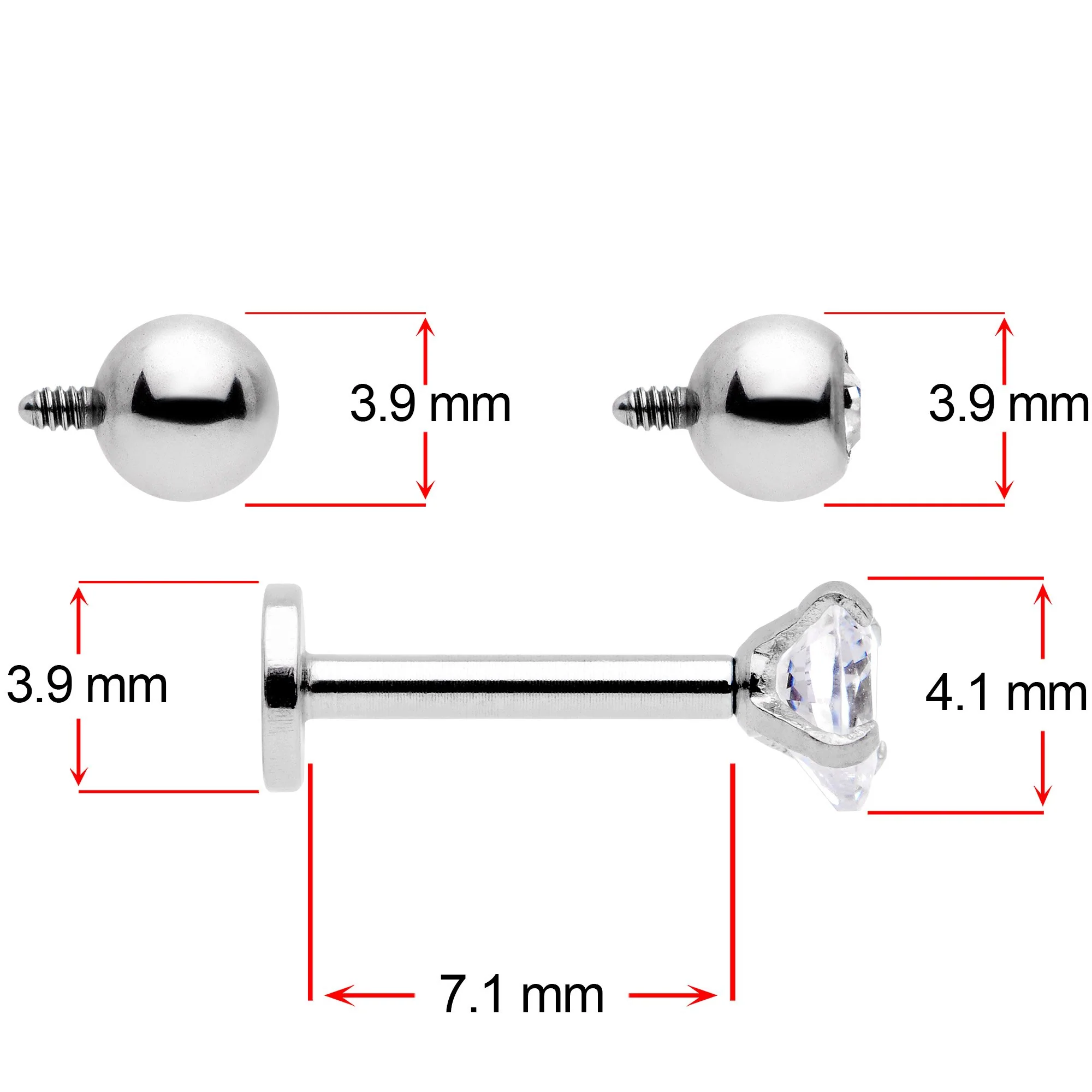 16G 5/16 Clear CZ Gem Variety Heart Labret Monroe Tragus - Image 3