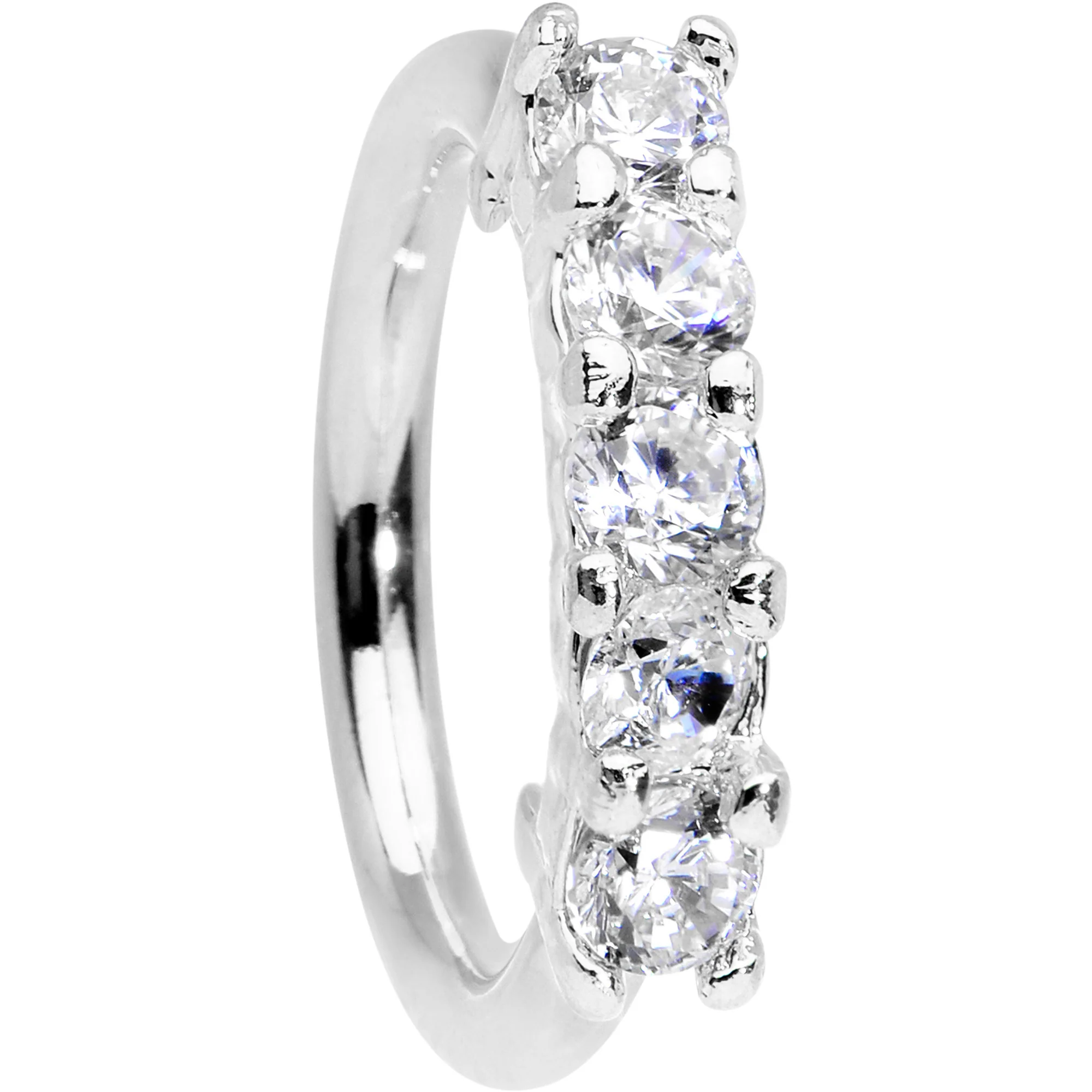 16G 5/16 Clear CZ Quintet Seamless Circular Ring - Image 2