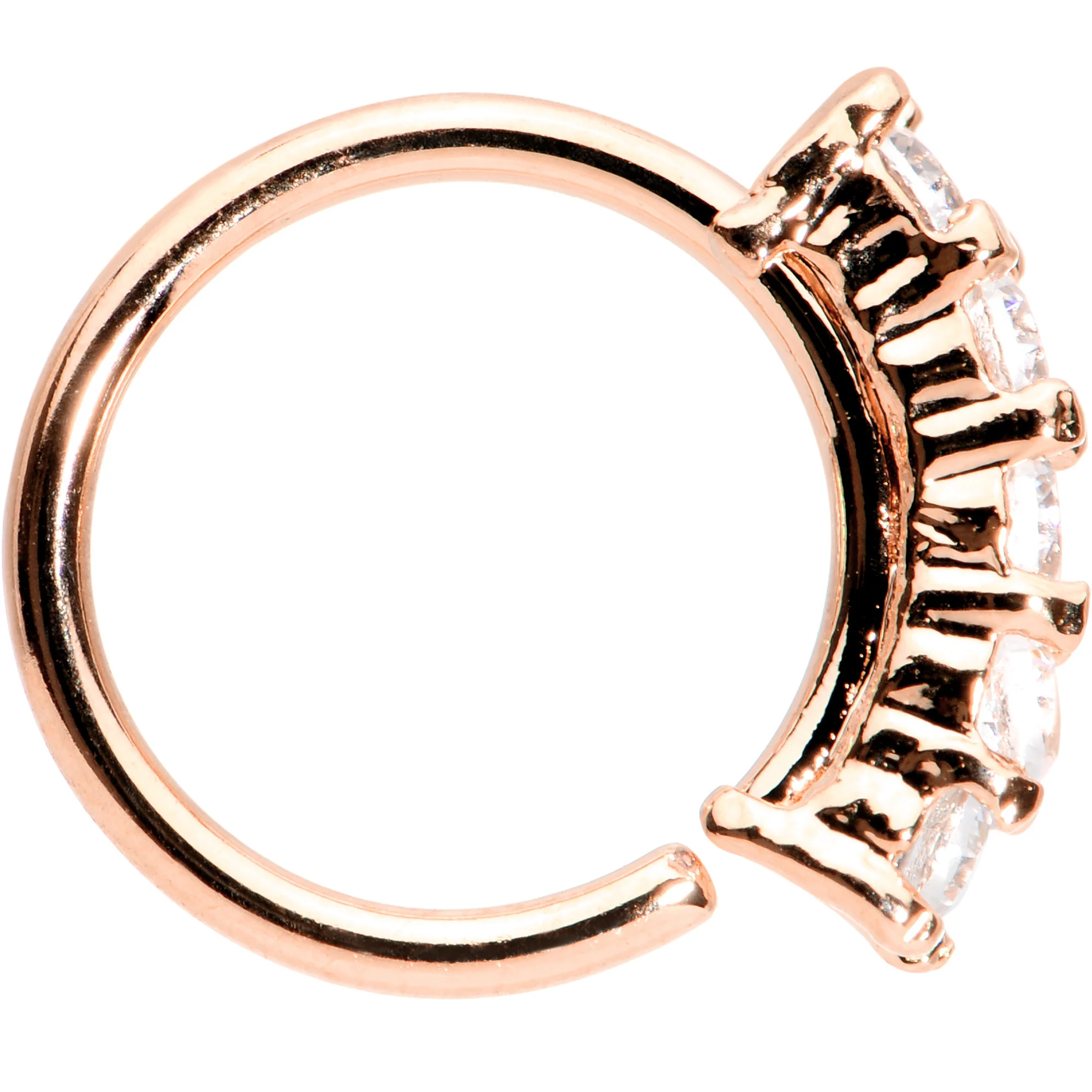 16G 5/16 Clear CZ Rose Gold IP Quintet Seamless Circular Ring - Image 3