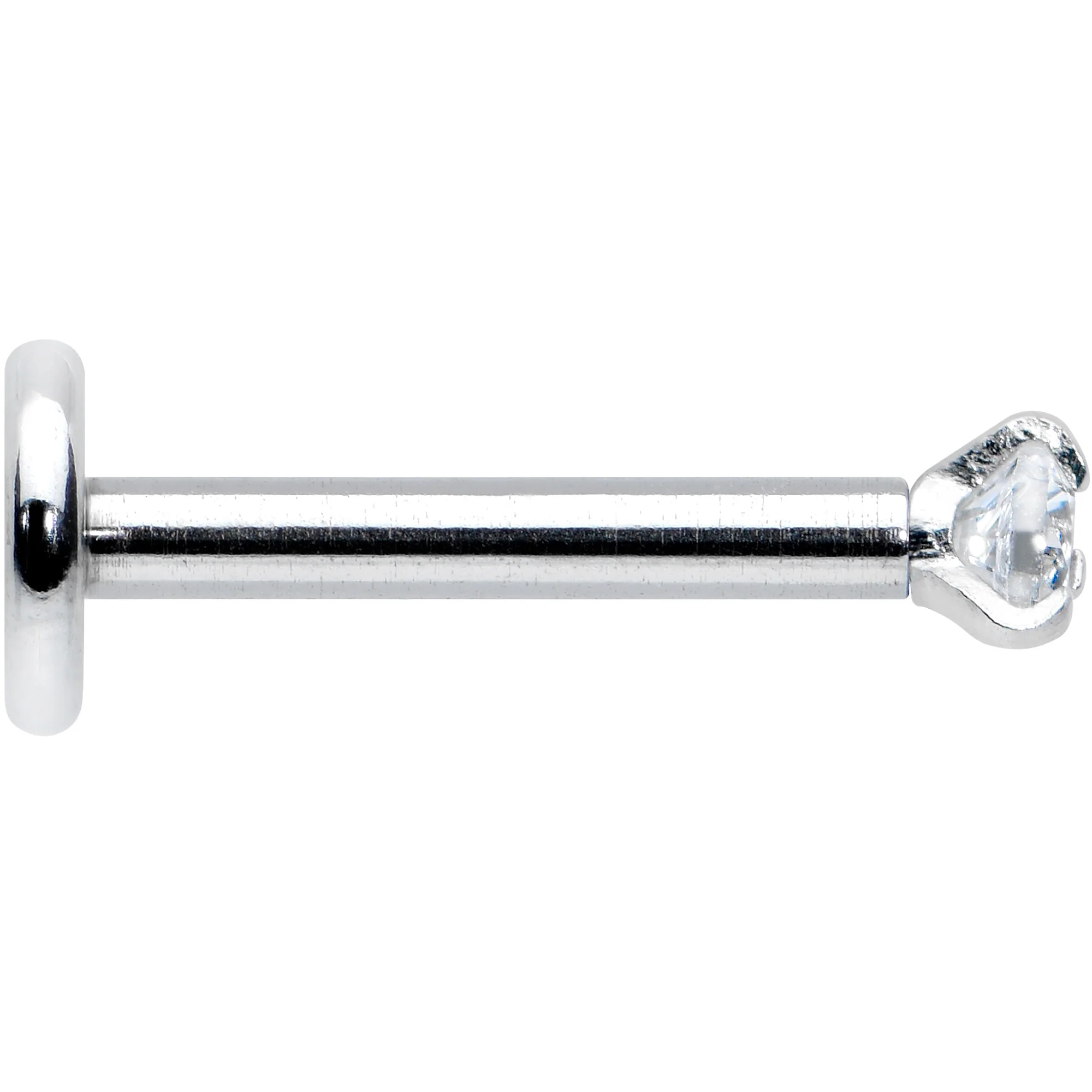 16G 5/16 Clear Gem 2mm Internally Threaded Labret Monroe Tragus - Image 4