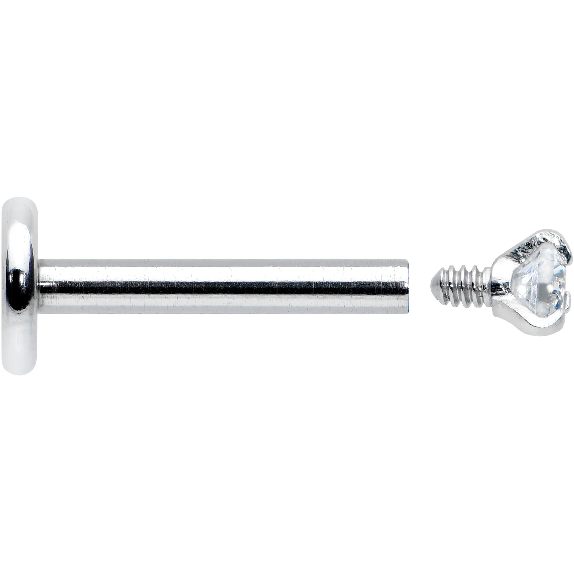 16G 5/16 Clear Gem 2mm Internally Threaded Labret Monroe Tragus - Image 5
