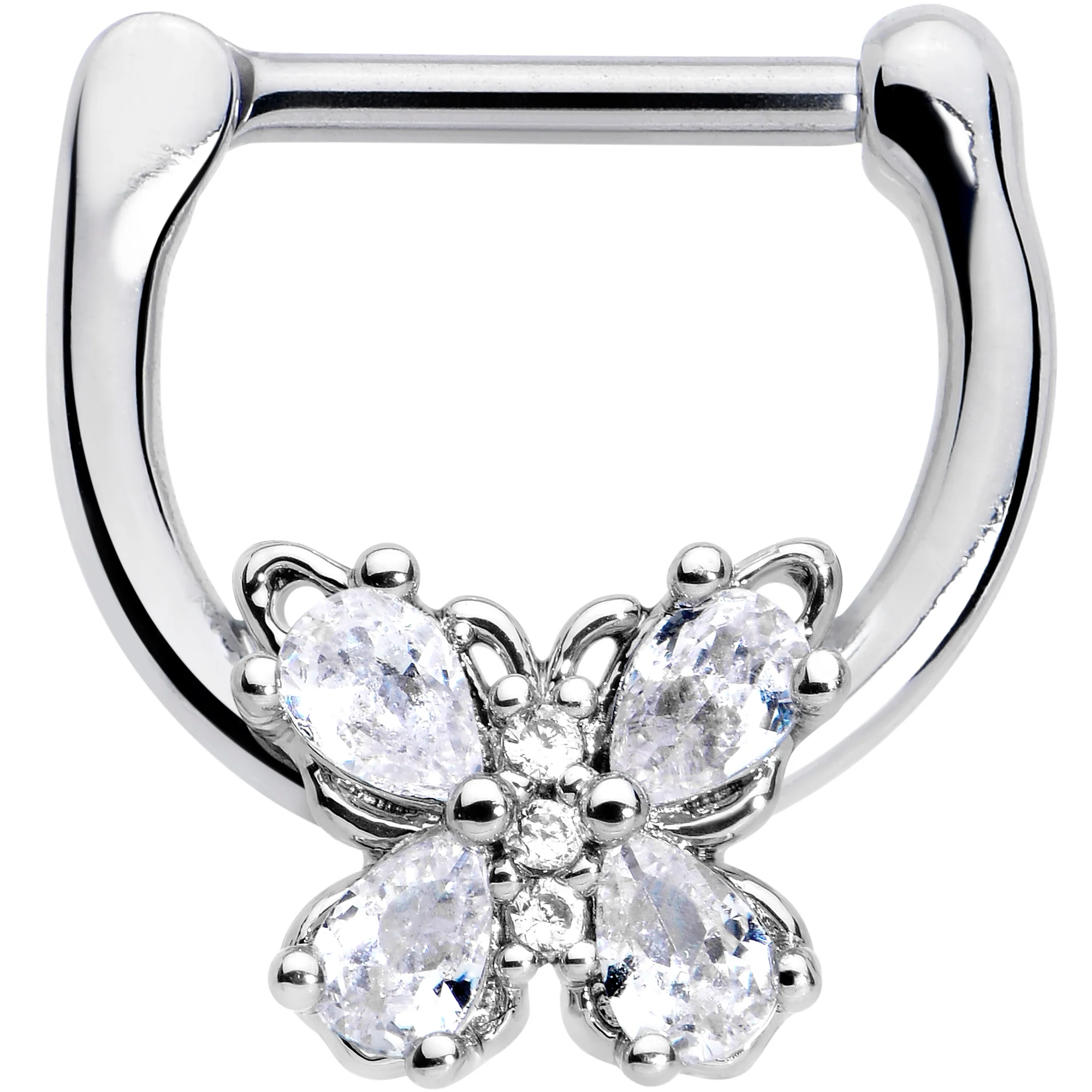 16G 5/16 Clear Gem Baroque Beauty Butterfly Cartilage Clicker
