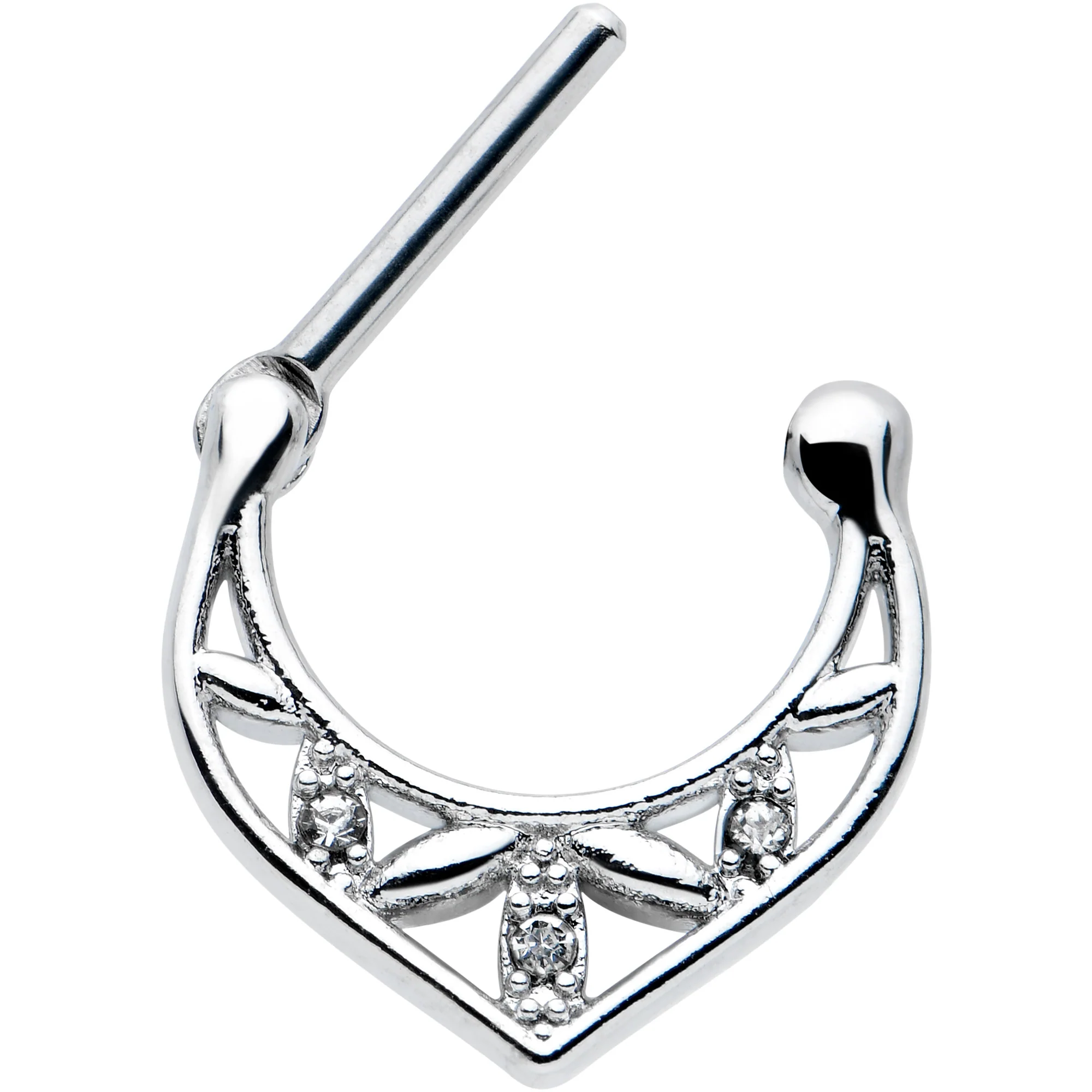 16G 5/16 Clear Gem Classic Geometric Cartilage Clicker - Image 2