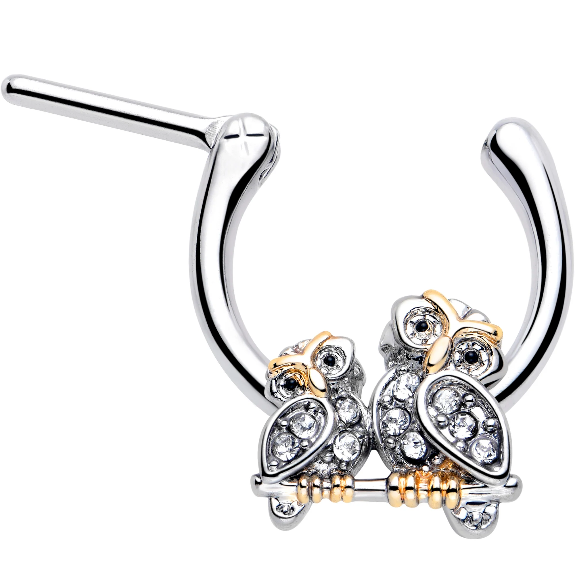 16G 5/16 Clear Gem Evening Owls Cartilage Clicker - Image 2