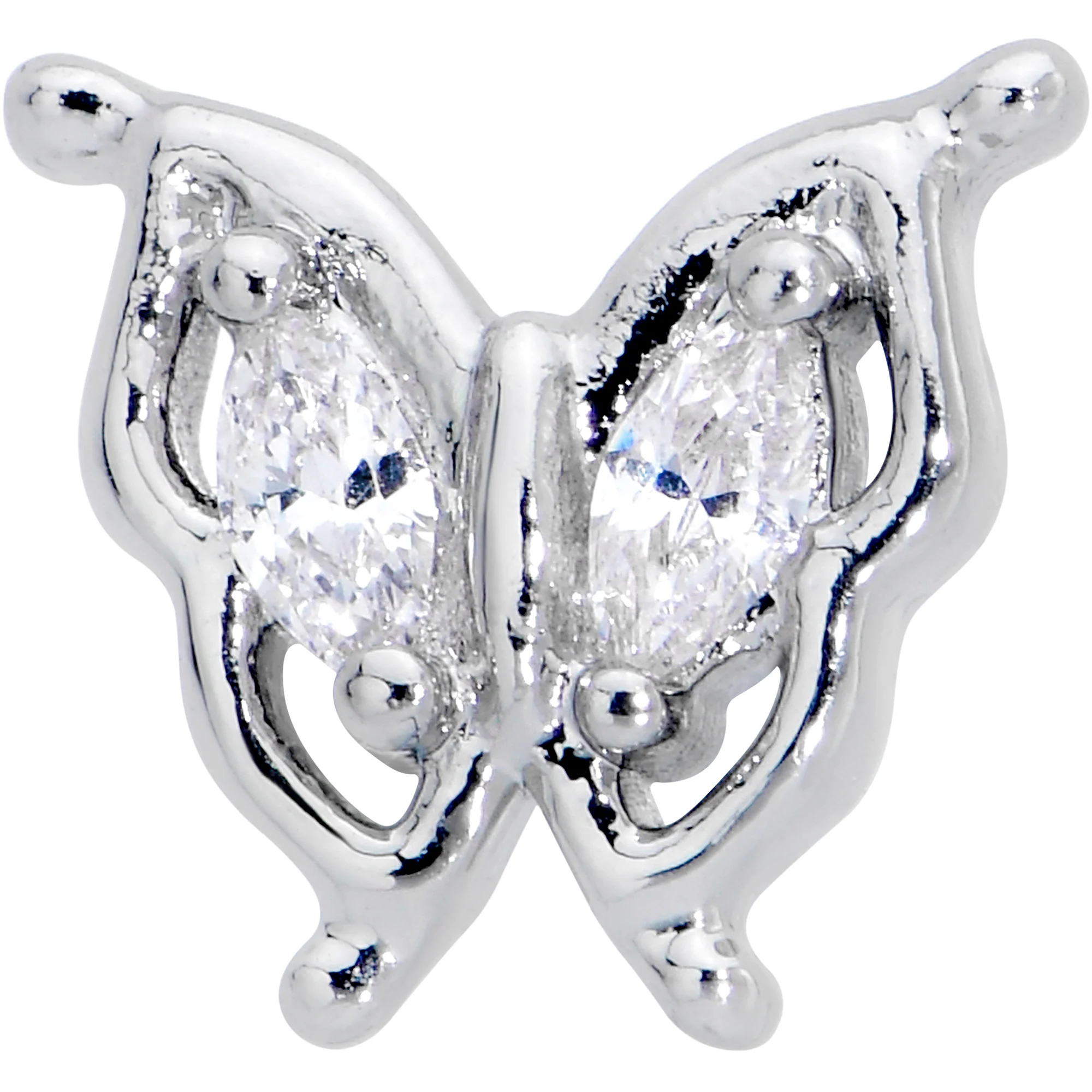 16G 5/16 Clear Gem Fancy Fab Butterfly Internally Threaded Labret - Image 2