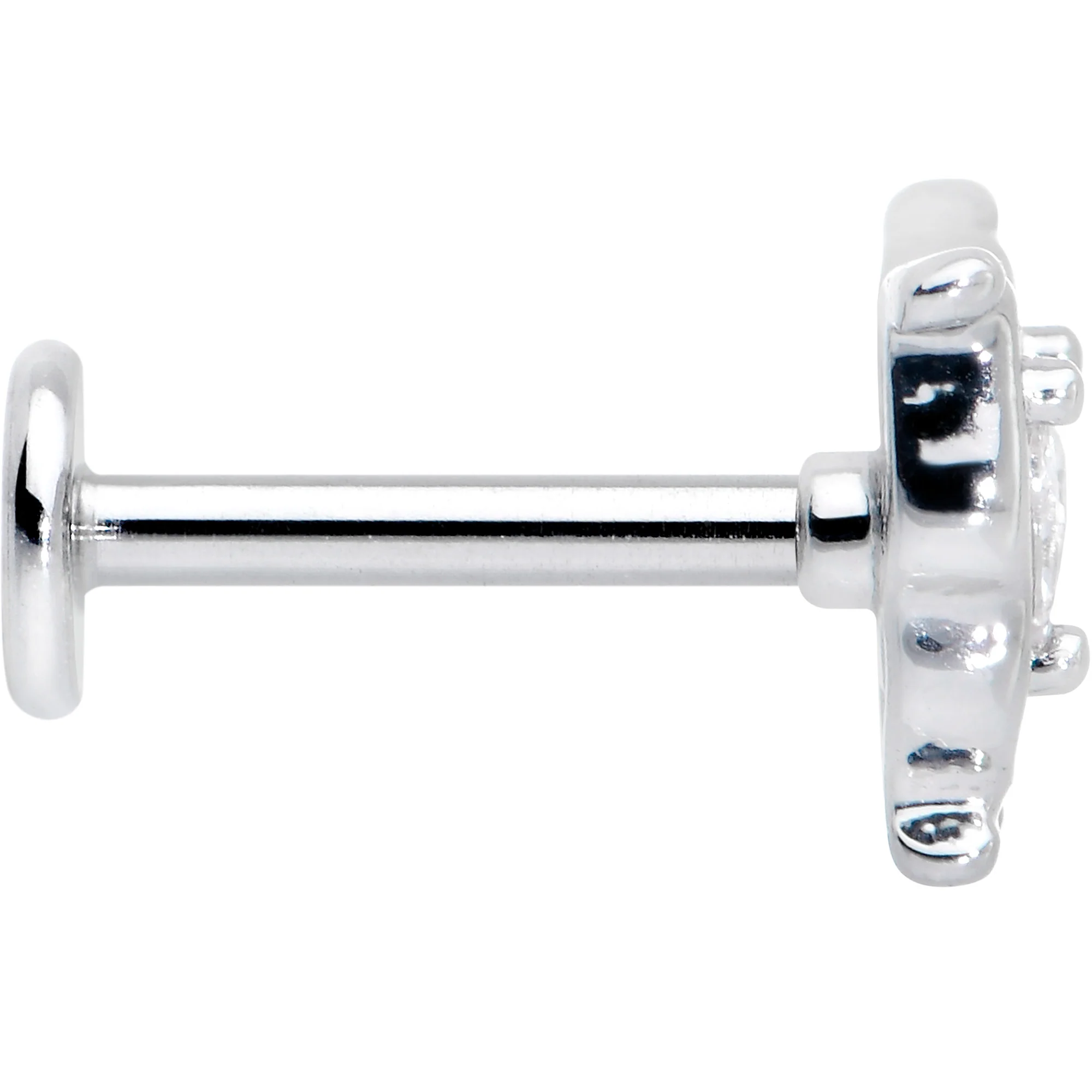 16G 5/16 Clear Gem Fancy Fab Butterfly Internally Threaded Labret - Image 3