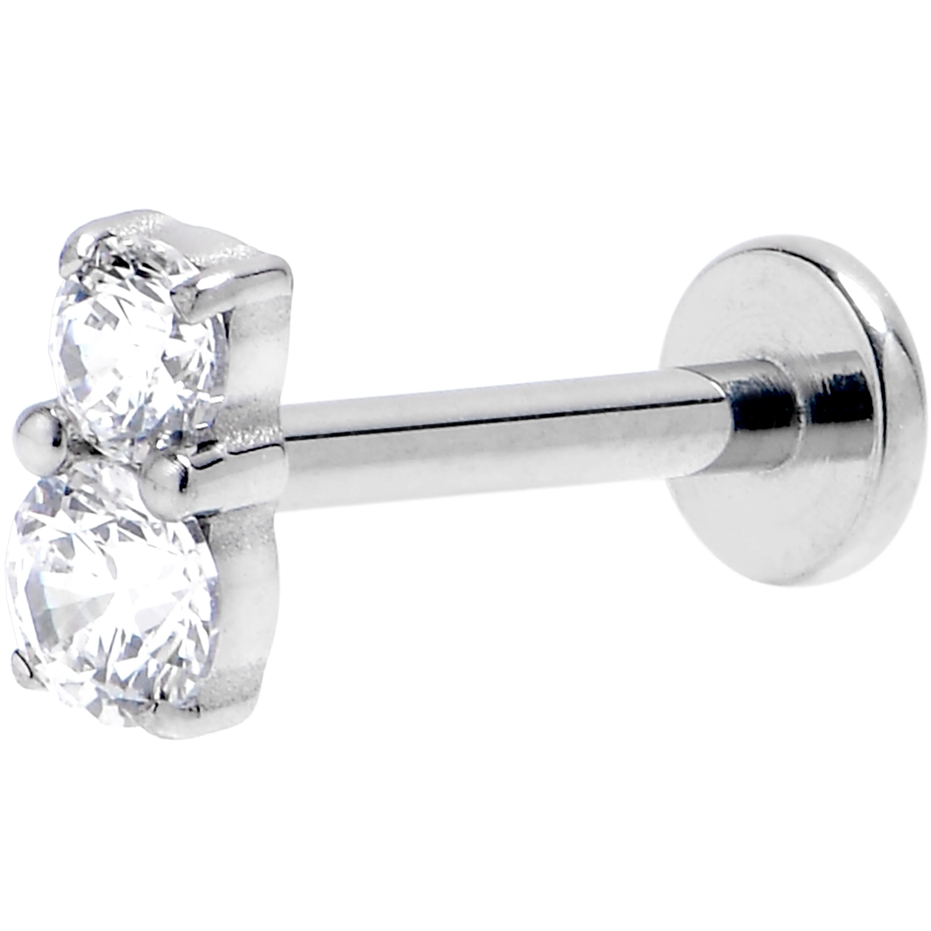 16G 5/16 Clear Gem G23 Titanium Threadless Push In Labret Tragus
