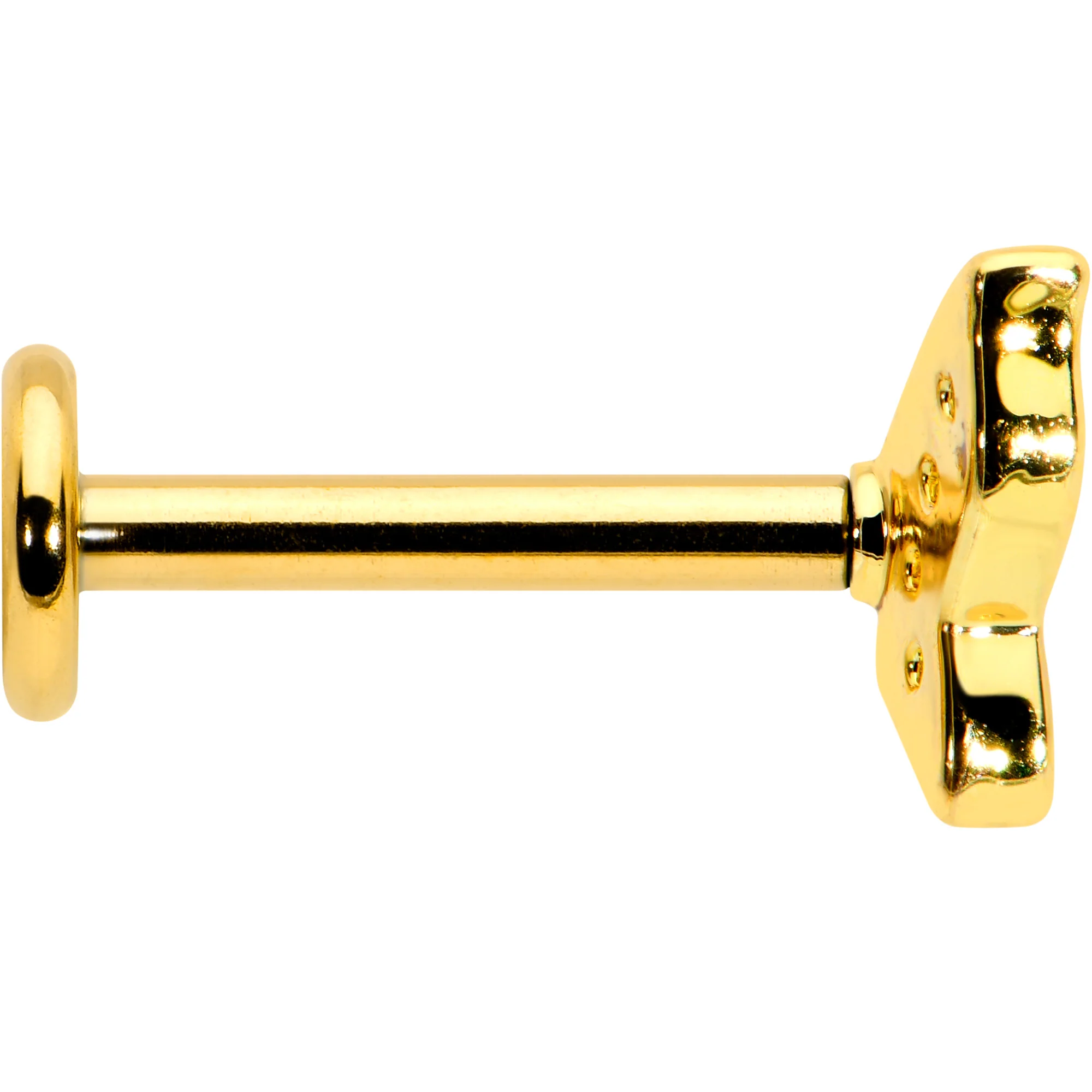 16G 5/16 Clear Gem Gold Tone Butterfly Internally Threaded Labret - Image 3