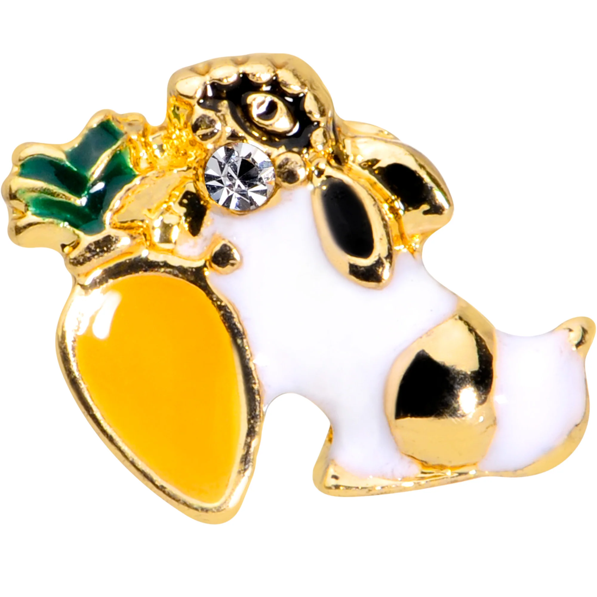 16G 5/16 Clear Gem Gold Tone Carrot Bunny Labret Monroe Tragus - Image 2