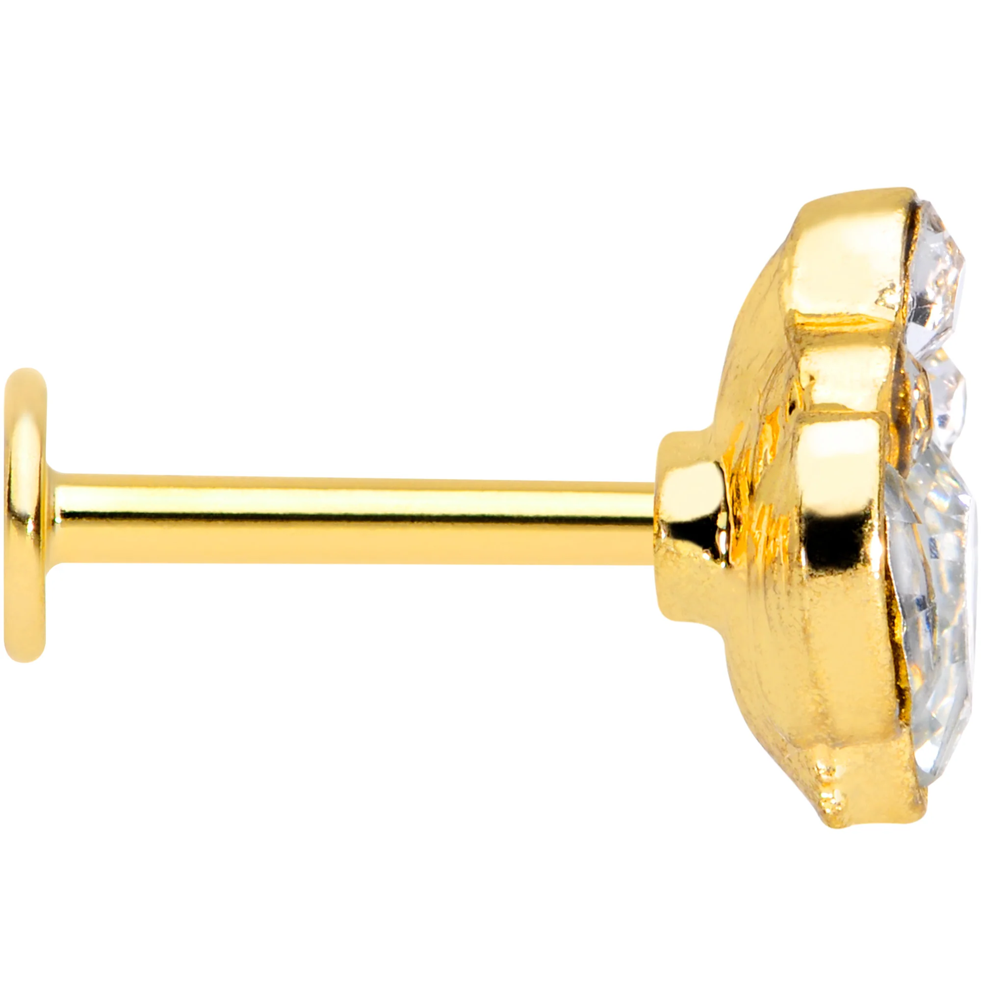 16G 5/16 Clear Gem Gold Tone Cluster Labret Monroe Tragus - Image 3