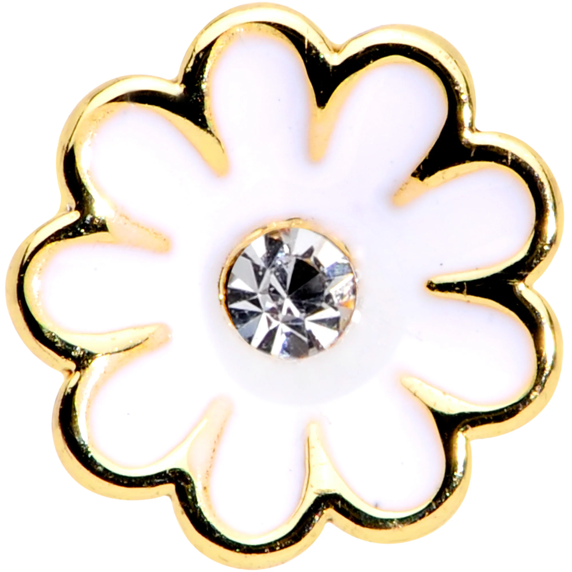 16G 5/16 Clear Gem Gold Tone Daisy Flower Labret Monroe Tragus - Image 2
