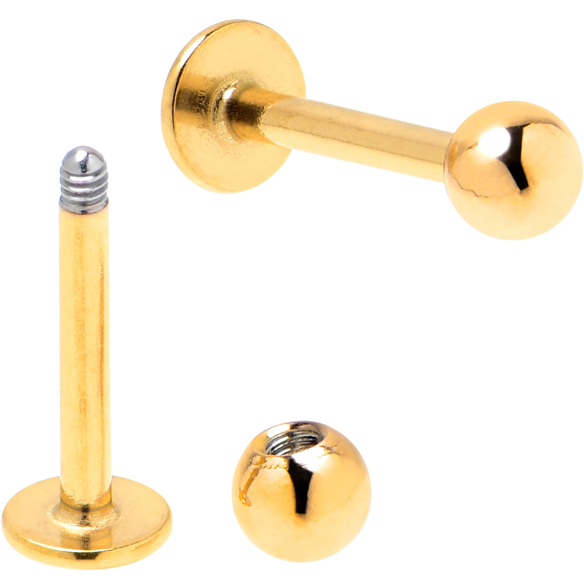 16G 5/16 Clear Gem Gold Tone Flower Butterfly Labret Set of 4 - Image 5