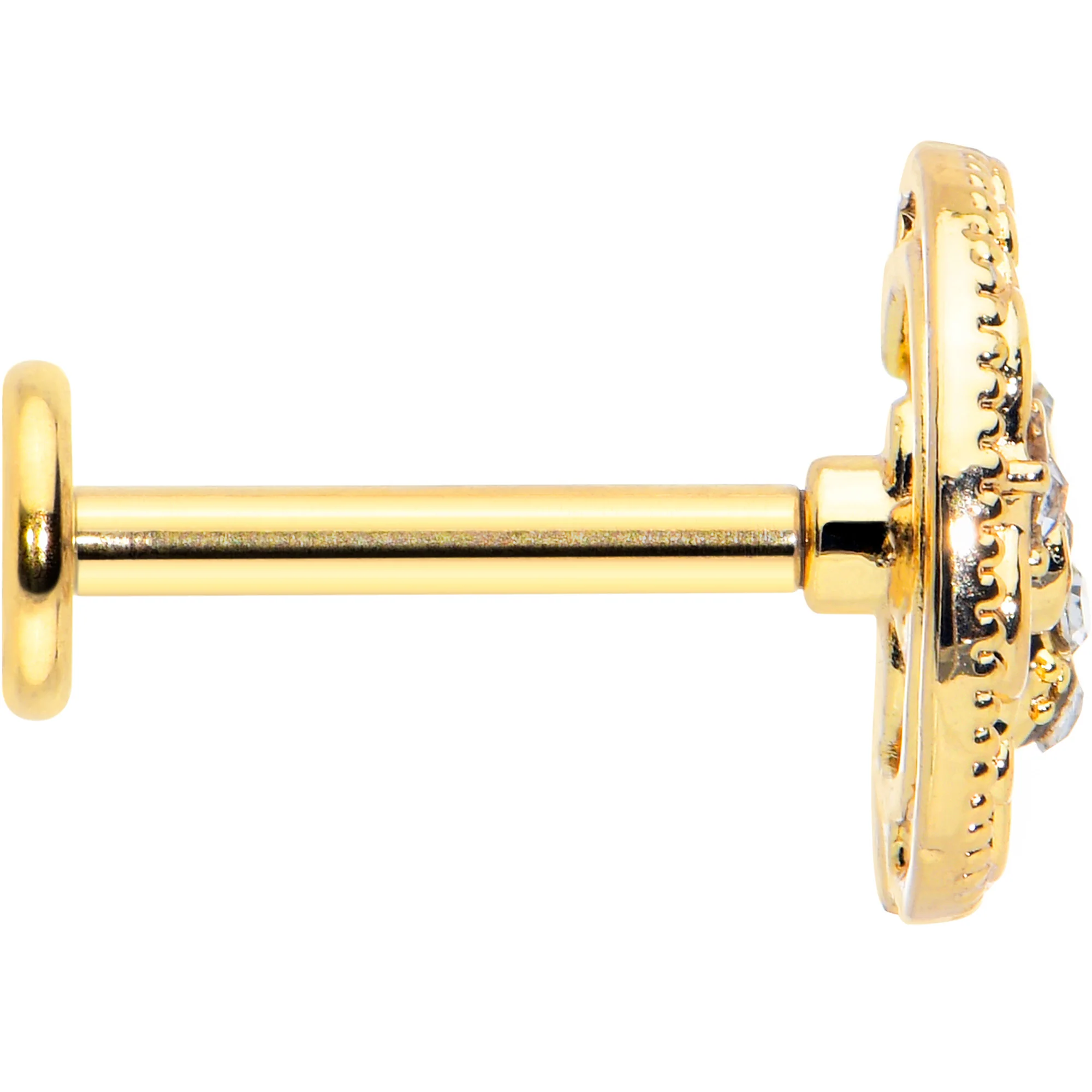 16G 5/16 Clear Gem Gold Tone Interally Threaded Dragonfly Labret - Image 3