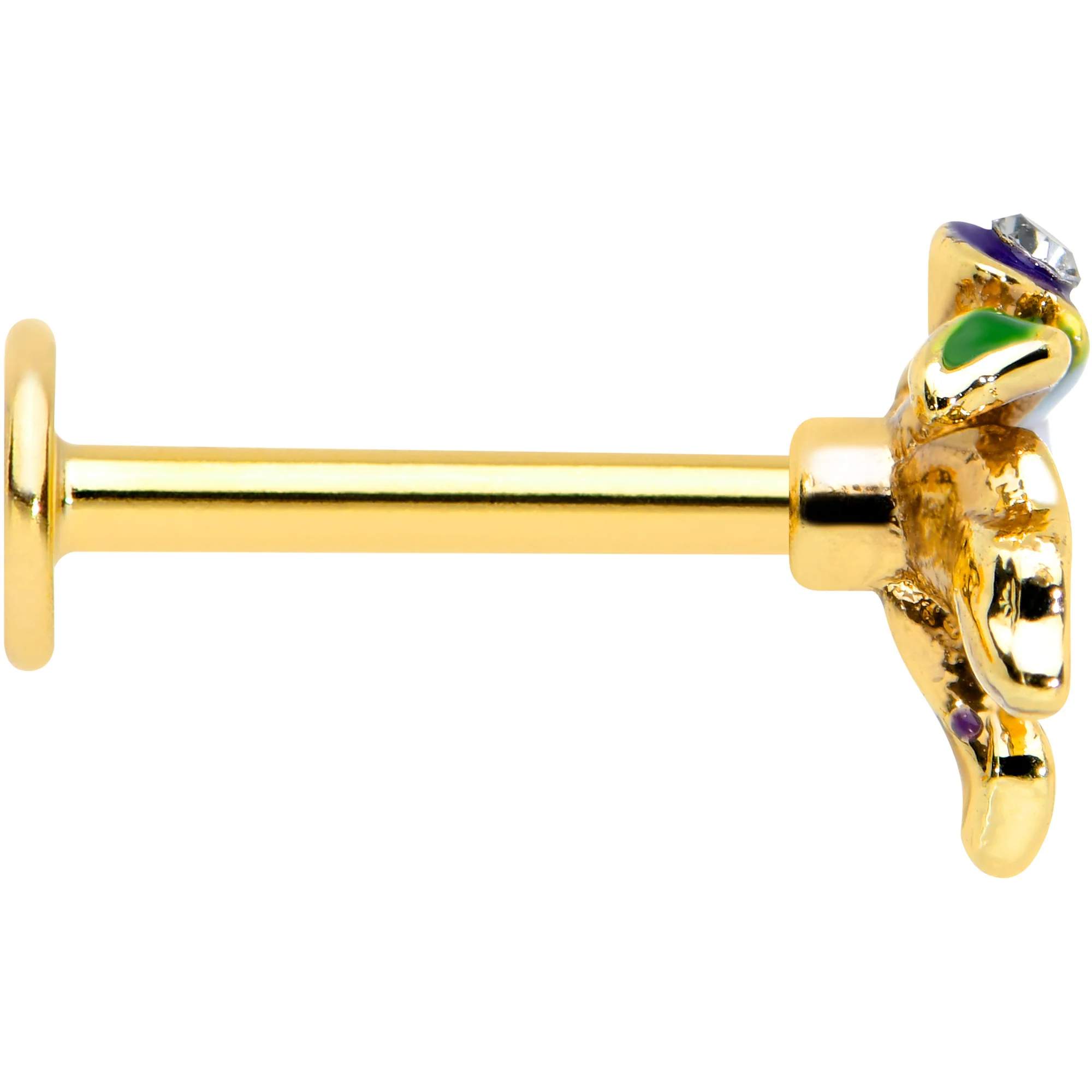 16G 5/16 Clear Gem Gold Tone Iris Flower Labret Monroe Tragus - Image 3