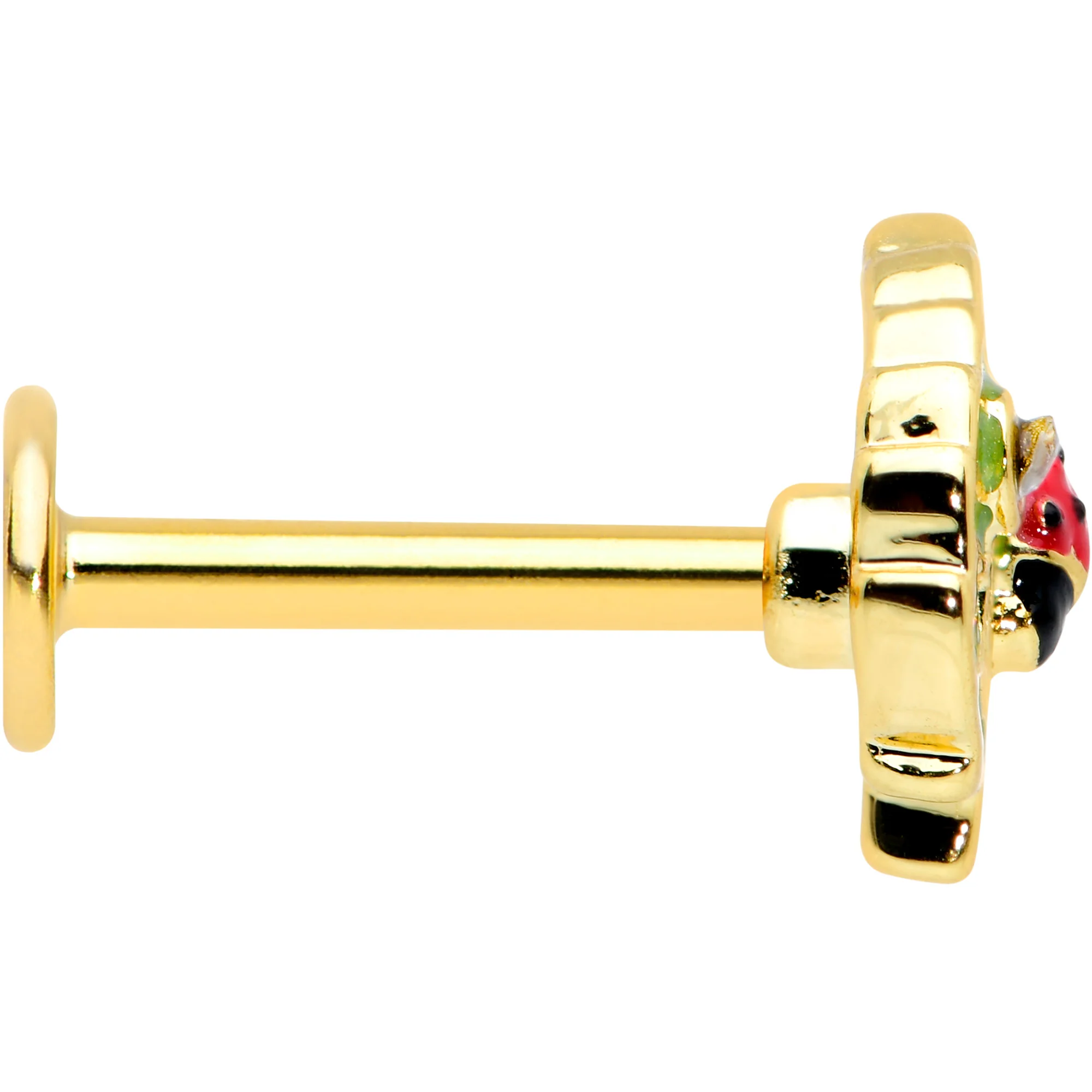 16G 5/16 Clear Gem Gold Tone Leafy Ladybug Labret Monroe Tragus - Image 3