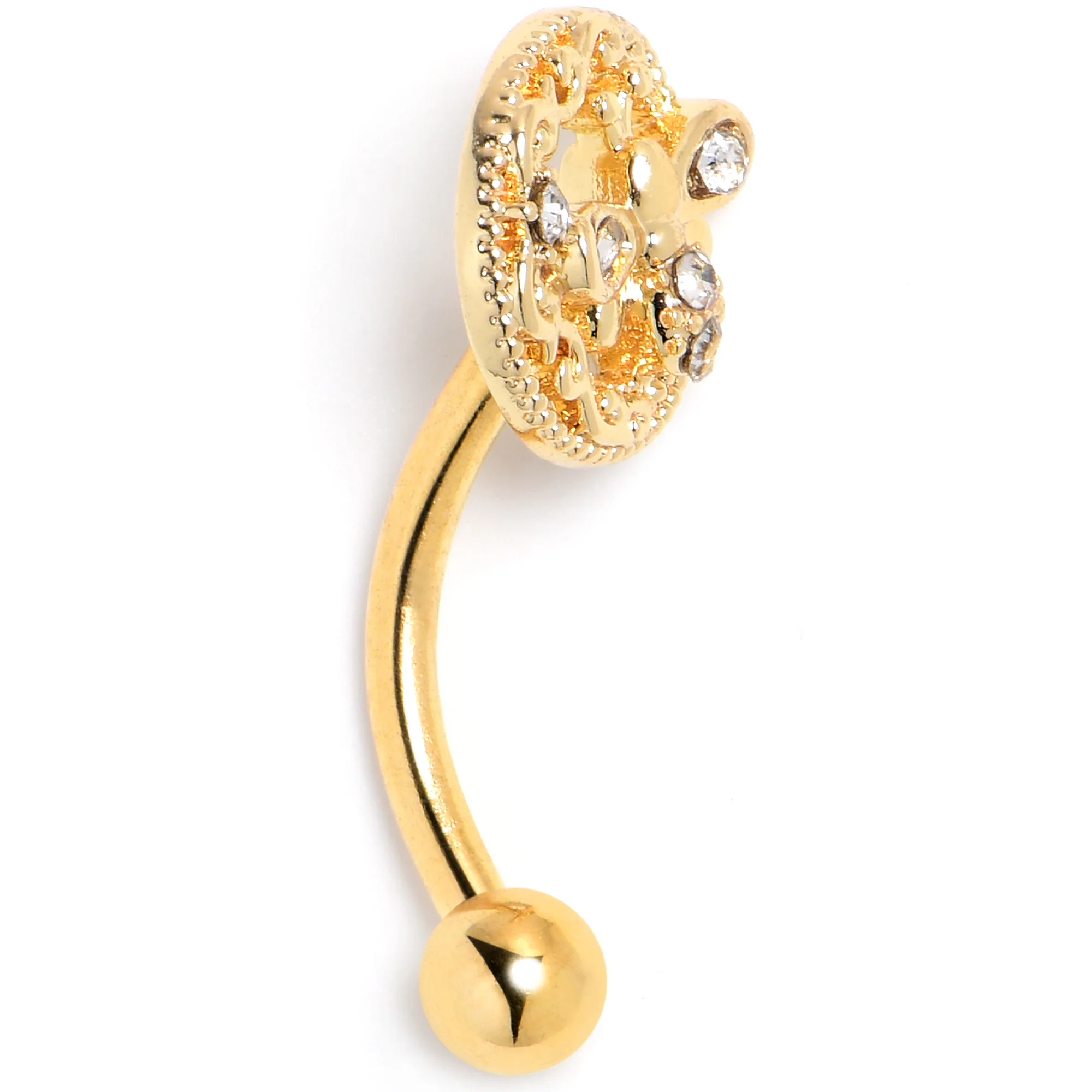 16G 5/16 Clear Gem Gold Tone Lunar Dragonfly Curved Eyebrow Ring - Image 4
