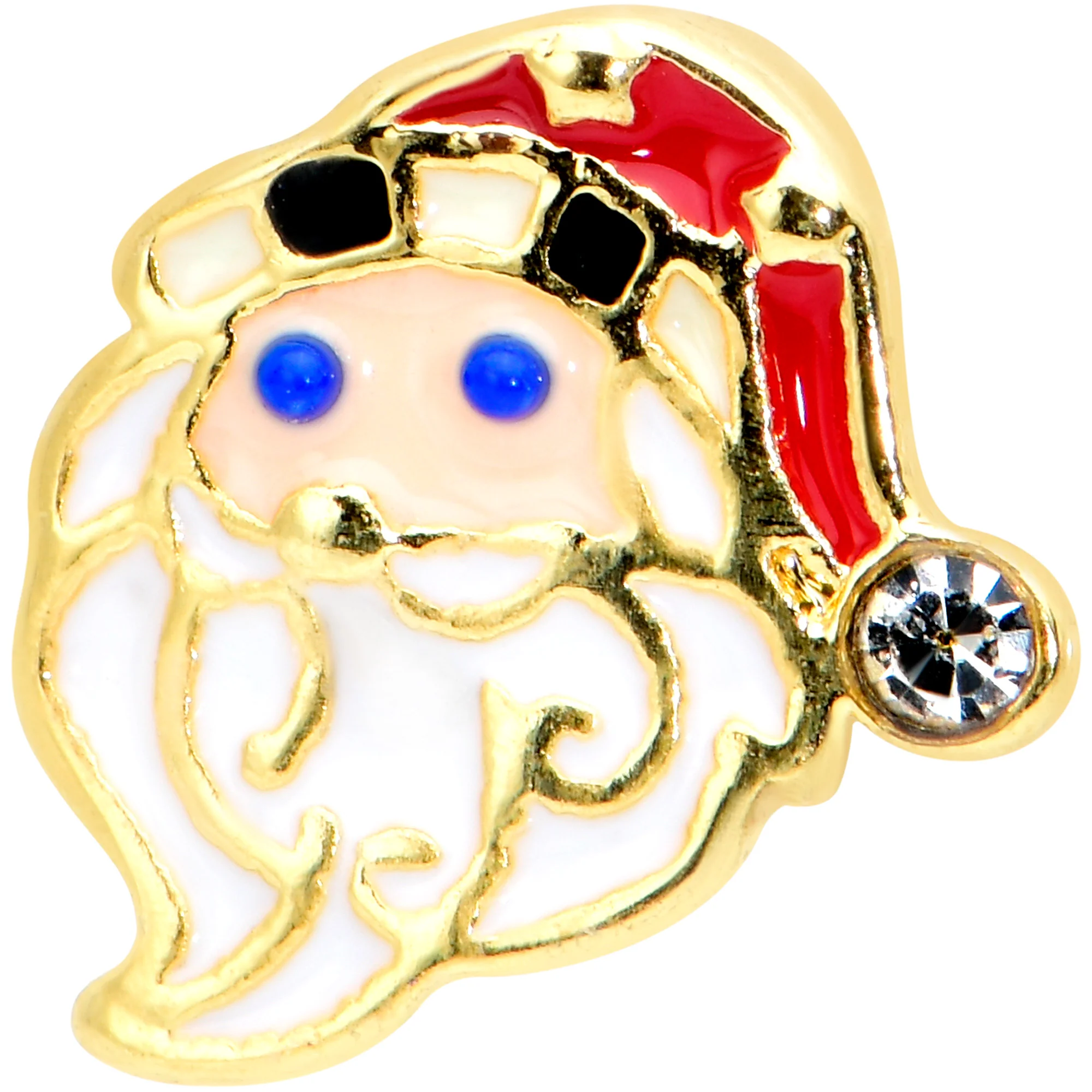 16G 5/16 Clear Gem Gold Tone Santa Christmas Labret Monroe Tragus - Image 2