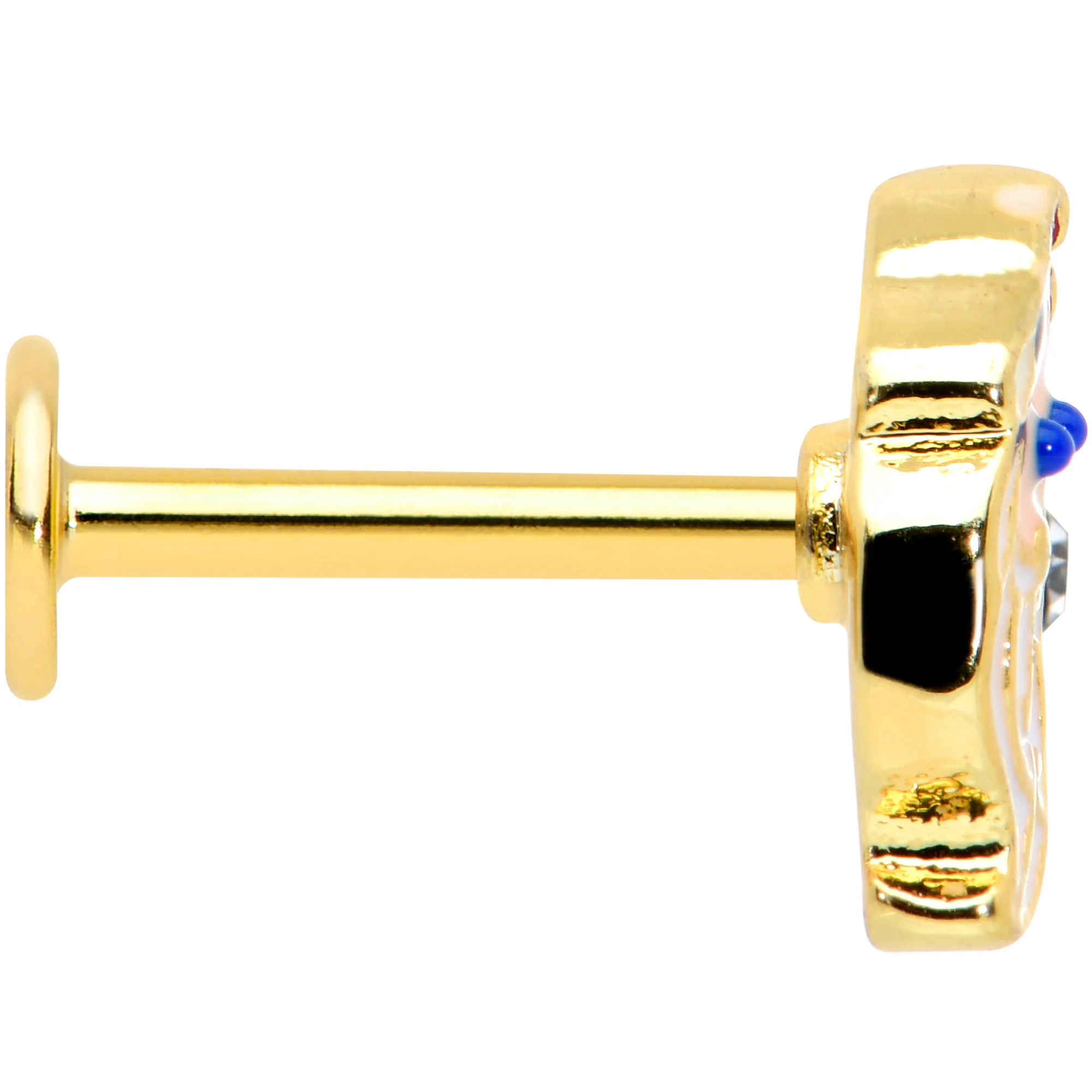 16G 5/16 Clear Gem Gold Tone Santa Christmas Labret Monroe Tragus - Image 3