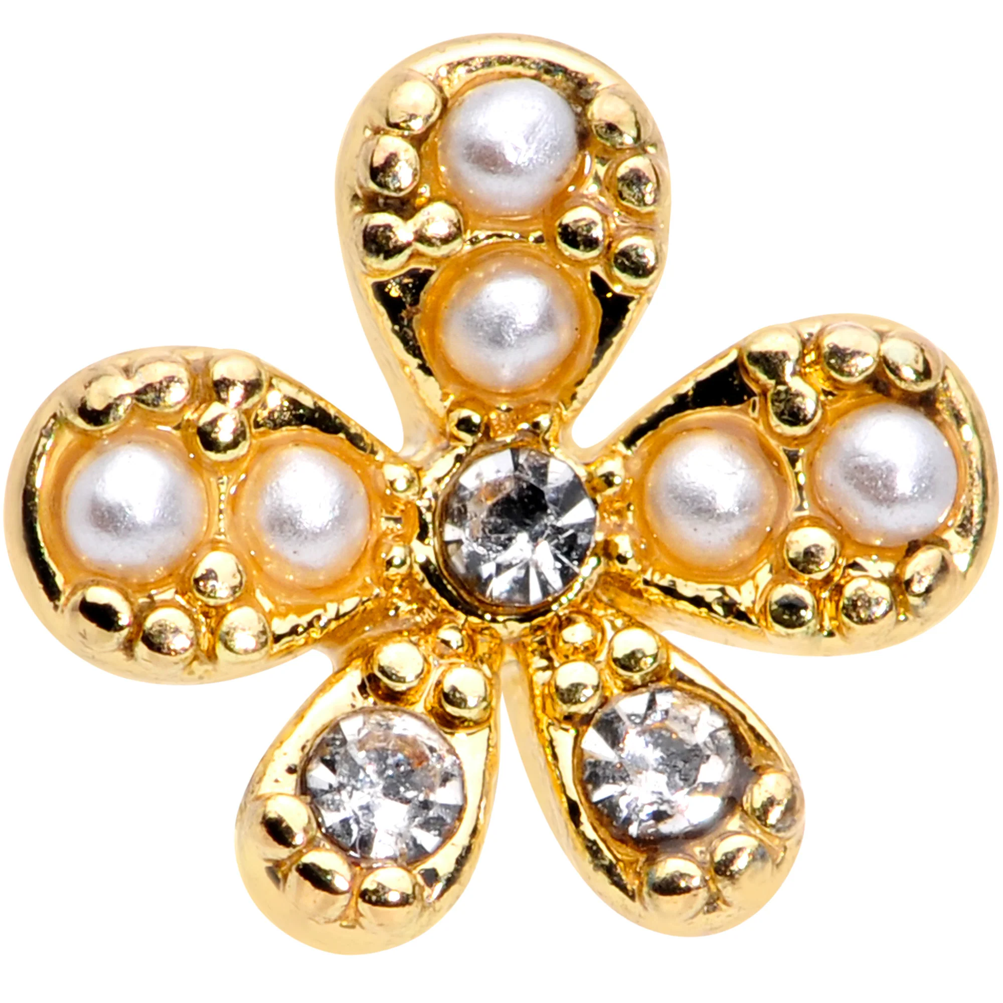16G 5/16 Clear Gem Gold Tone Stylish Splat Labret Monroe Tragus - Image 2