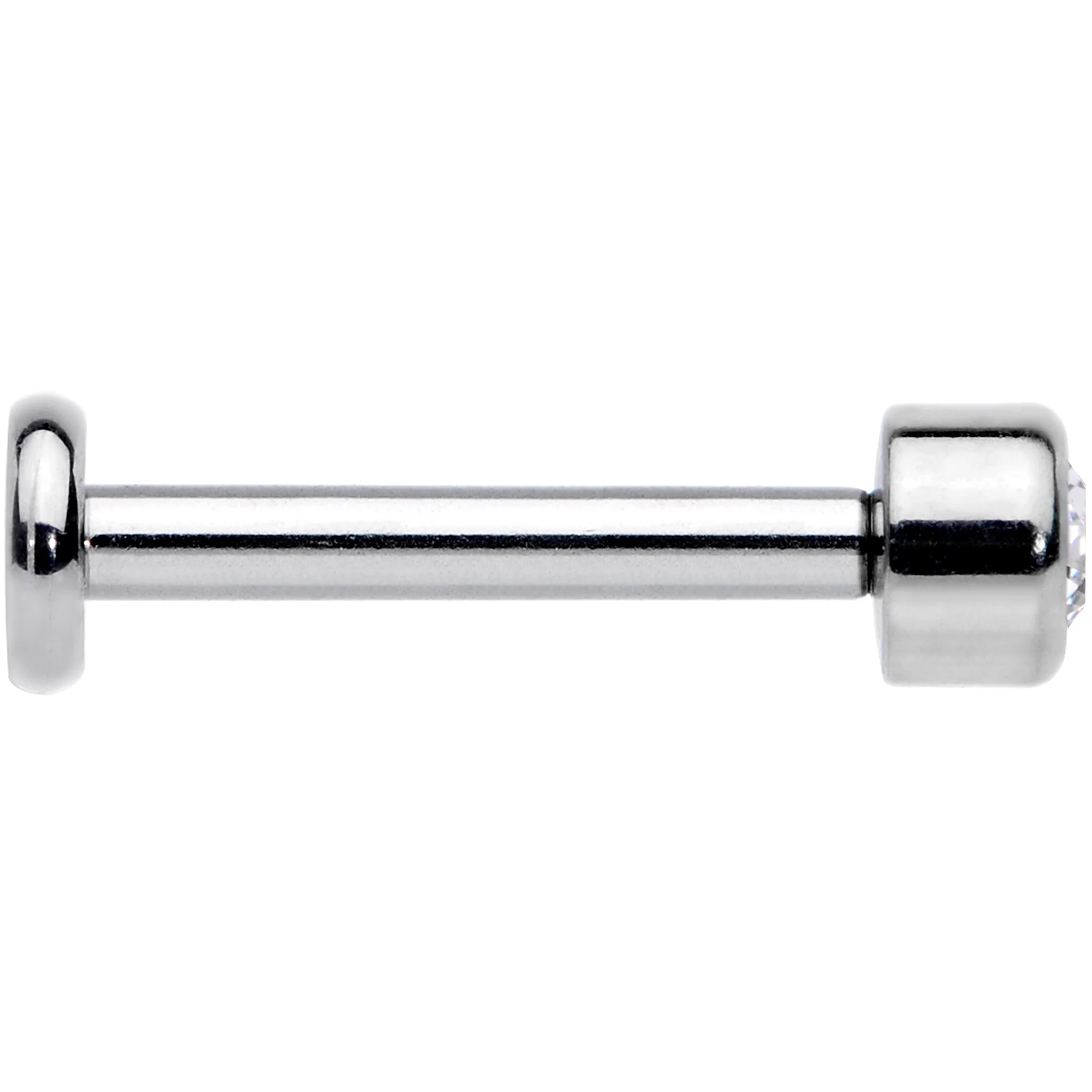 16G 5/16 Clear Gem Grade 23 Titanium Internally Threaded Labret - Image 2