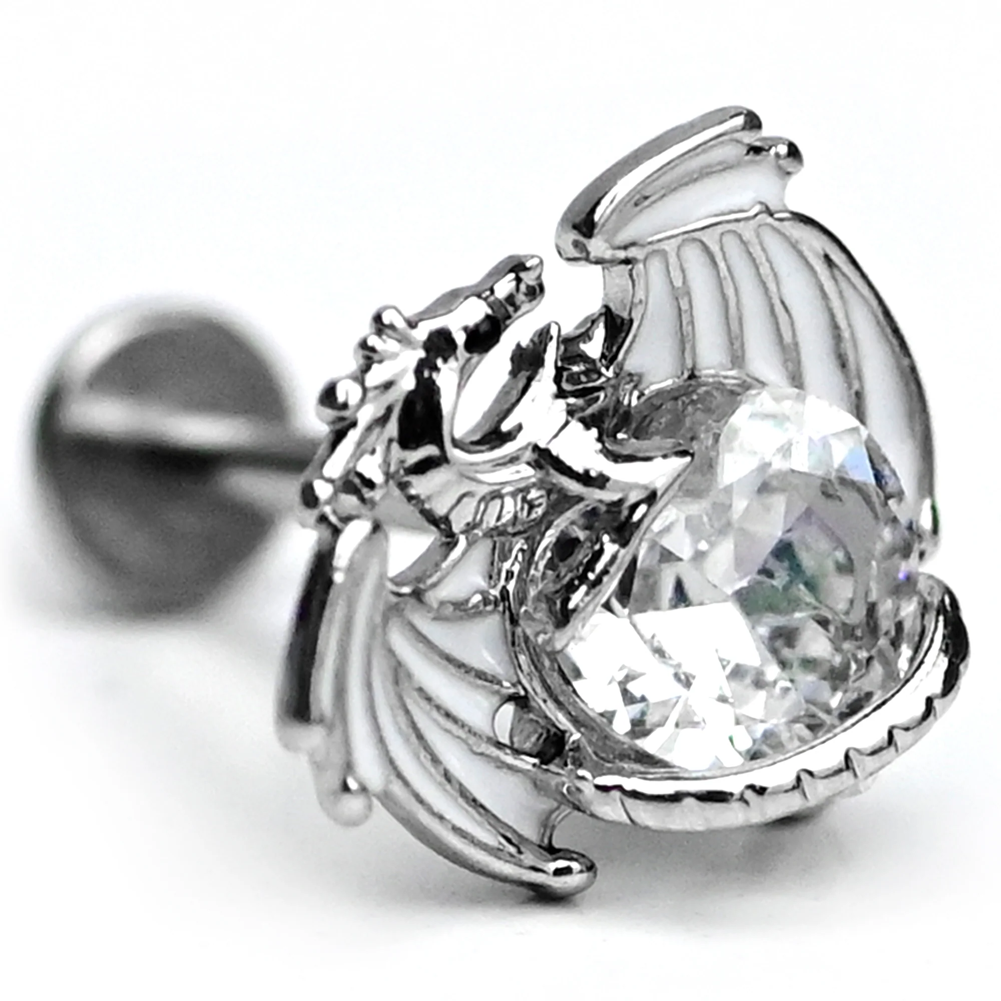 16G 5/16 Clear Gem Heart of Dragon Labret Monroe Tragus