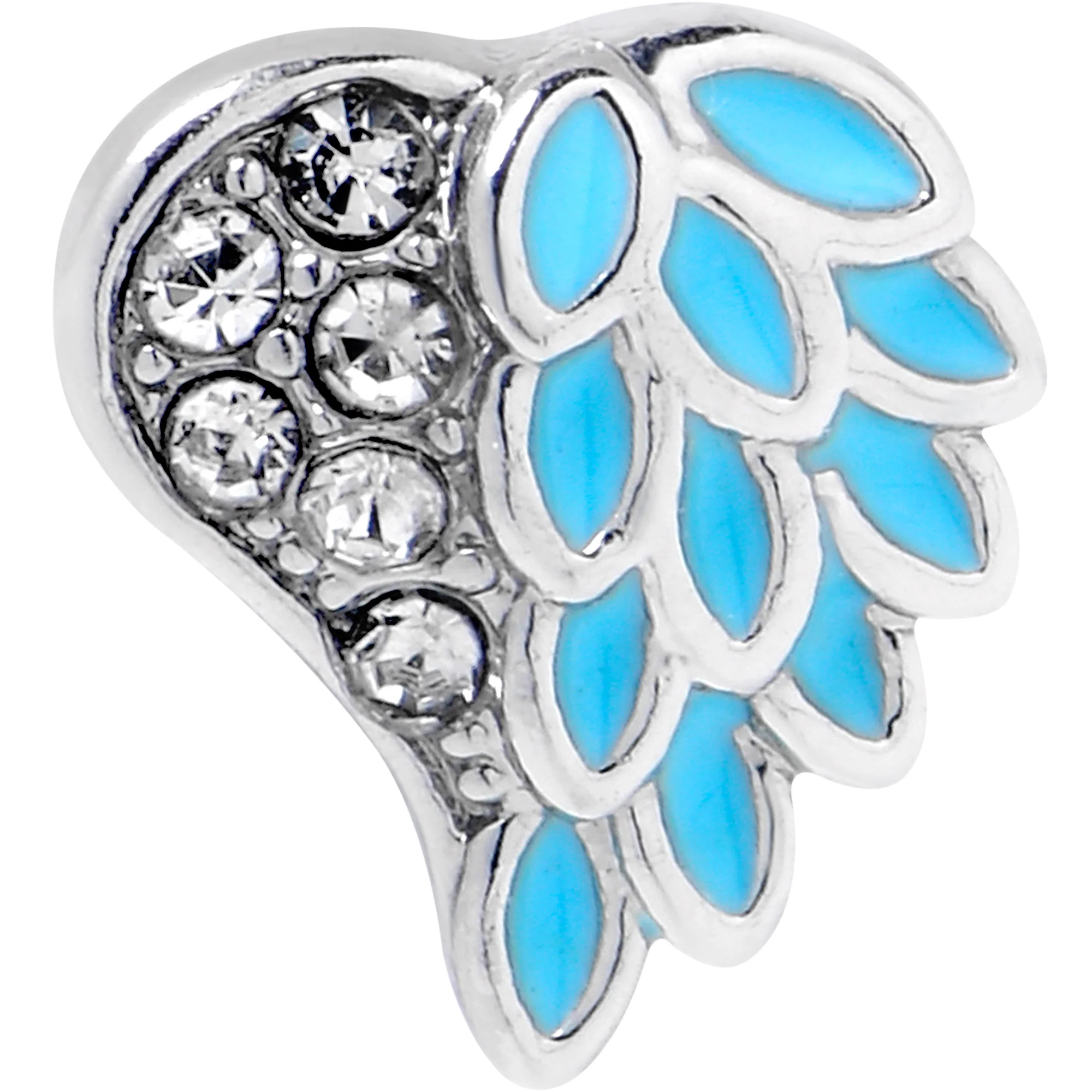 16G 5/16 Clear Gem Heavenly Heart Angel Wing Blue Labret Tragus - Image 2