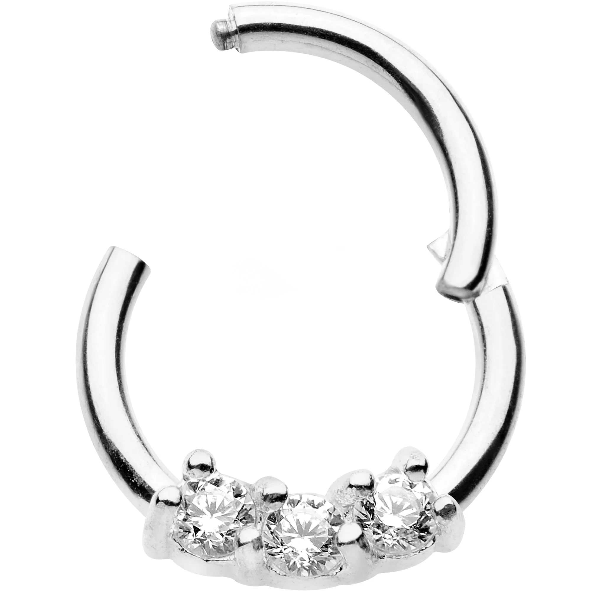 16G 5/16 Clear Gem Hinged Segment Ring Circular Barbell - Image 2