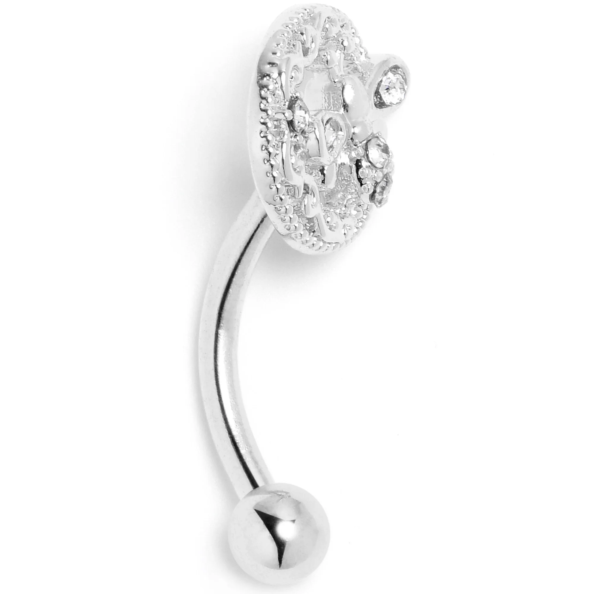 16G 5/16 Clear Gem Lunar Dragonfly Curved Eyebrow Ring - Image 4