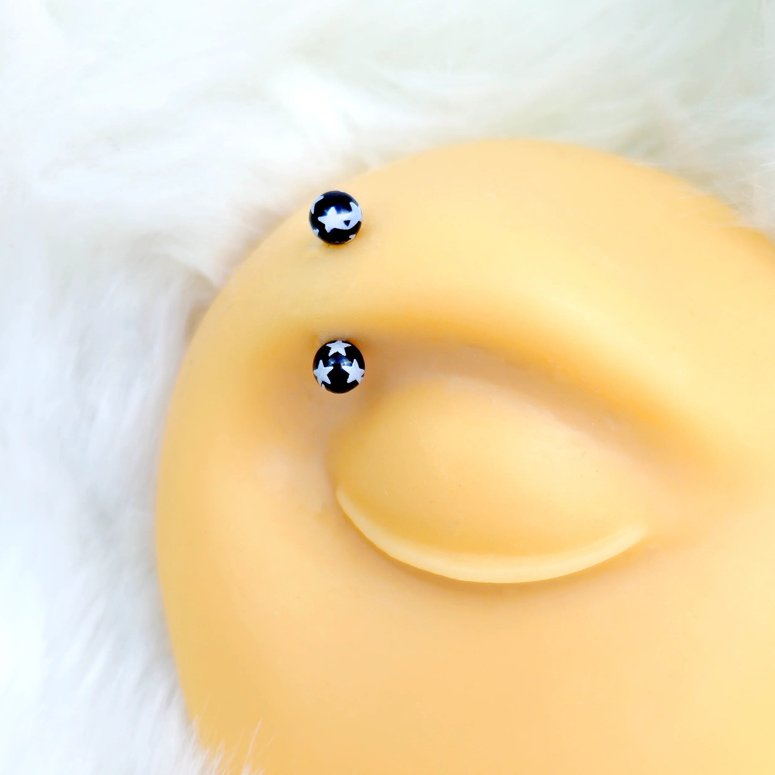 16G 5/16 Clear Gem Mix Black White Curved Eyebrow Ring Set of 8 - Image 2