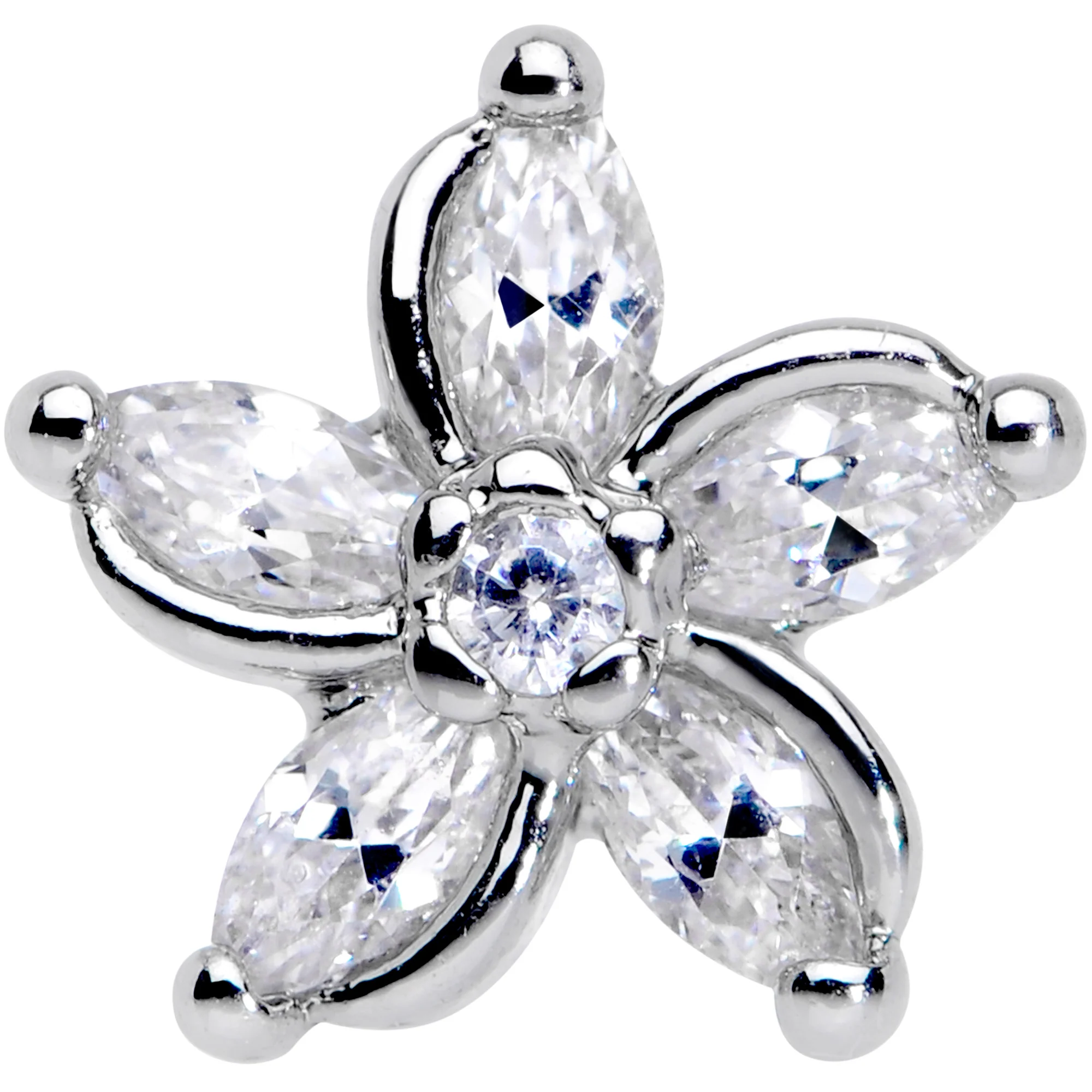 16G 5/16 Clear Gem Pretty Petals Flower Labret Monroe Tragus - Image 2