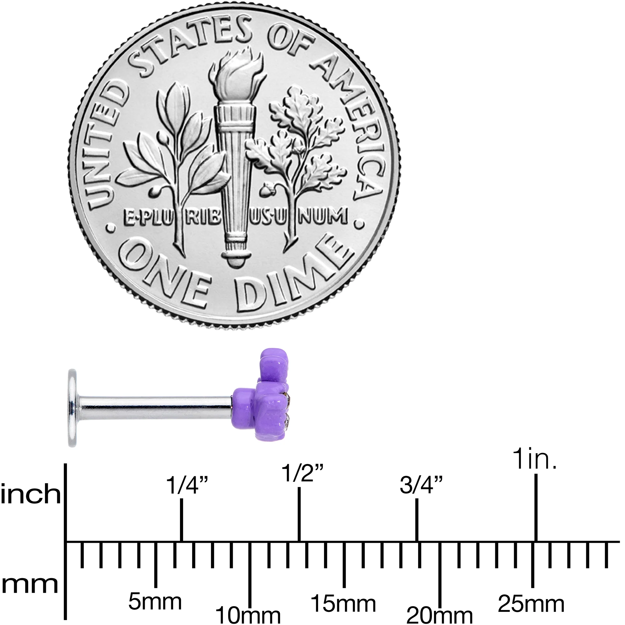 16G 5/16 Clear Gem Purple Easter Bunny Labret Monroe Tragus - Image 5