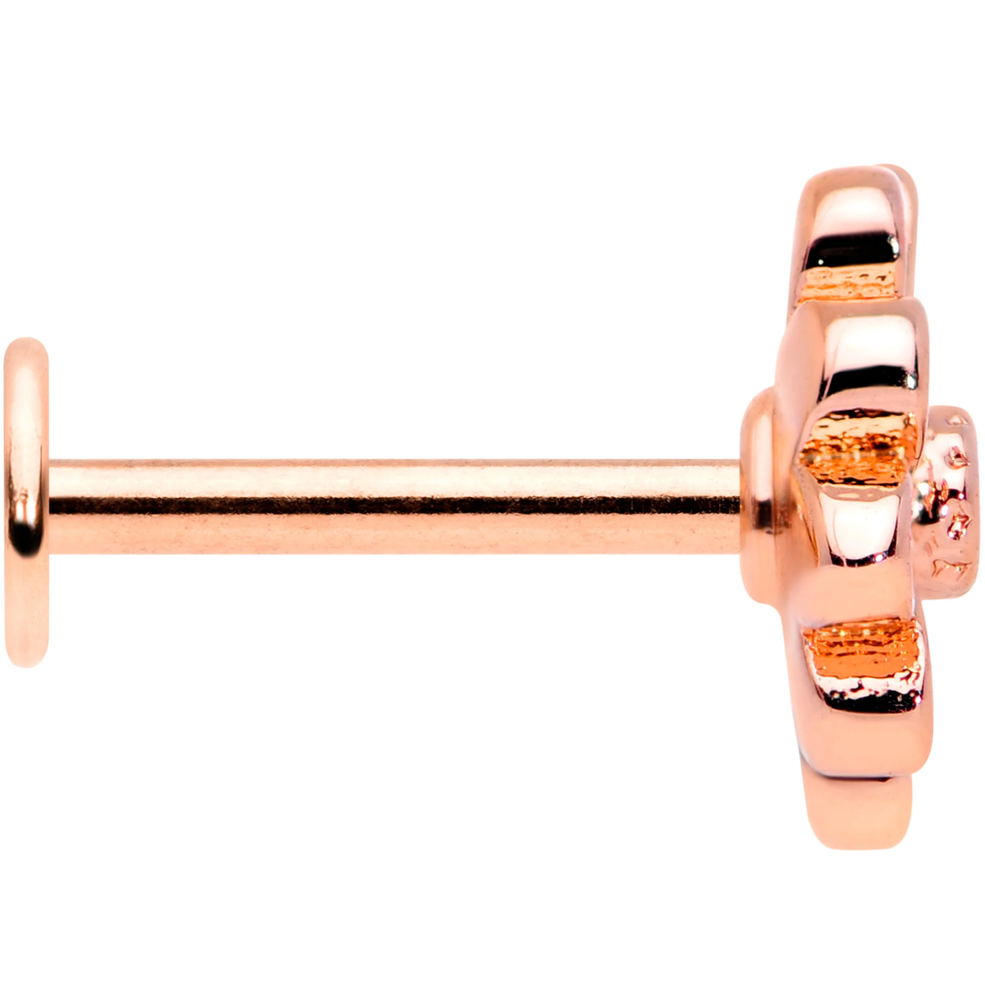 16G 5/16 Clear Gem Rose Gold Hue Pink Flower Labret Monroe Tragus - Image 3