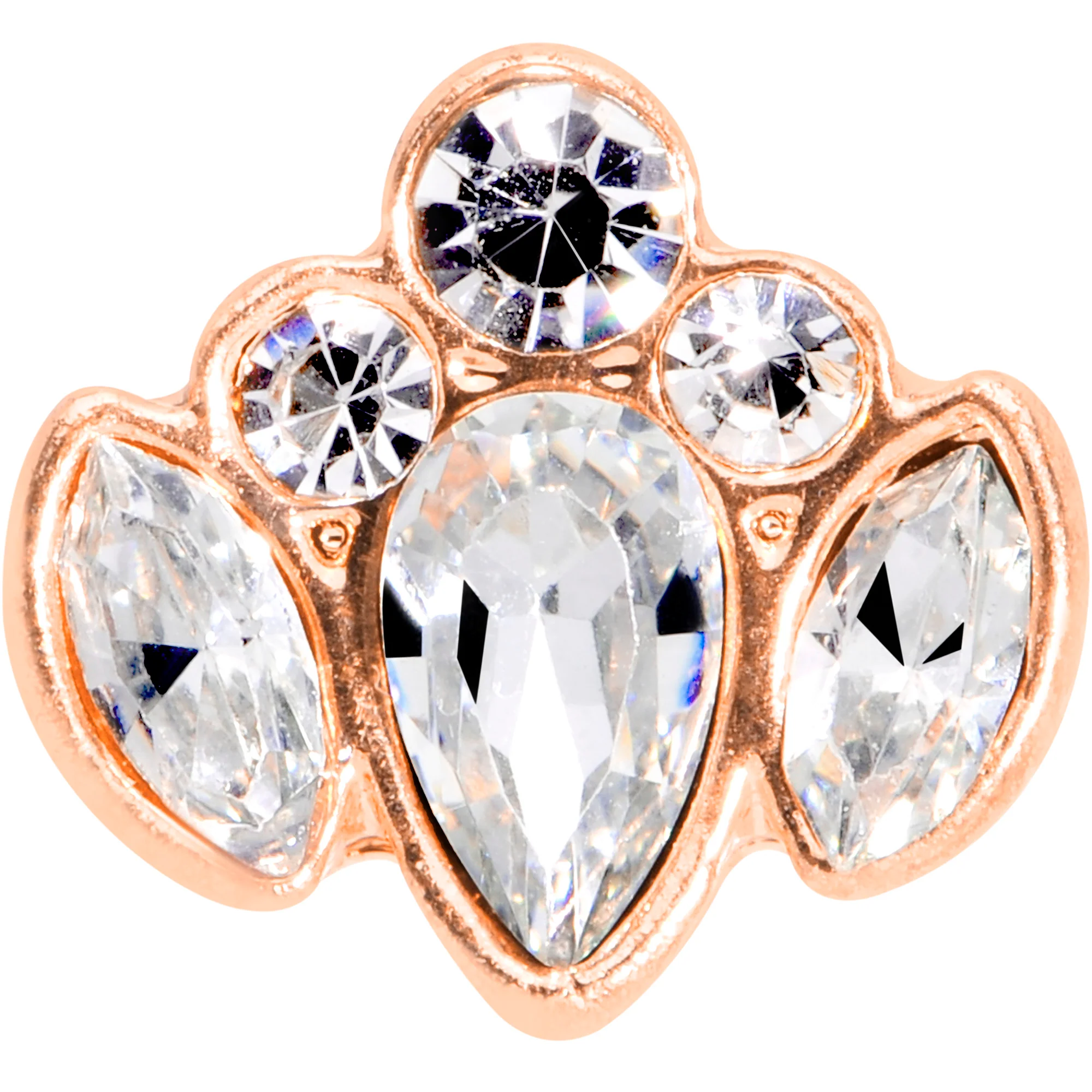 16G 5/16 Clear Gem Rose Gold Tone Cluster Labret Monroe Tragus - Image 2