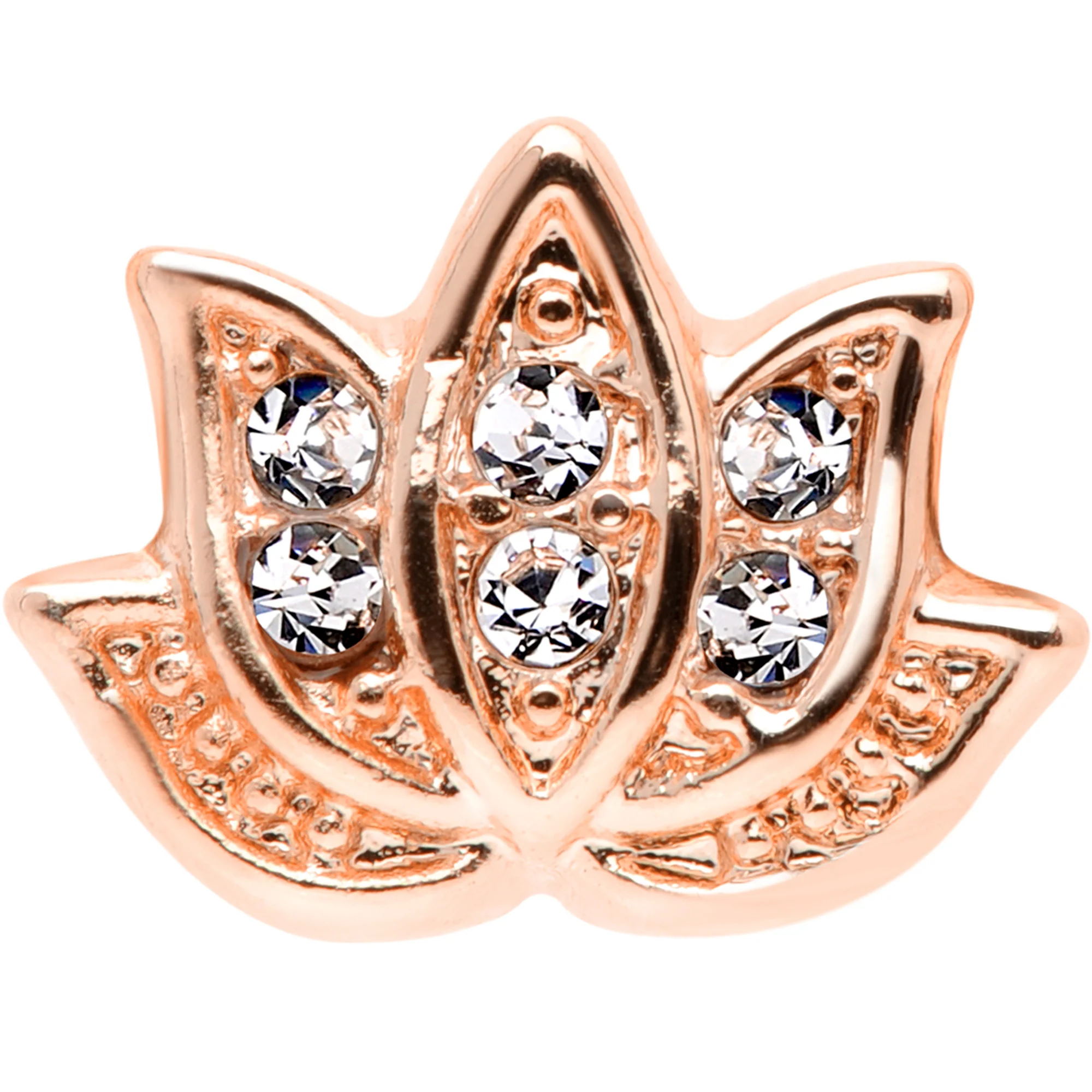 16G 5/16 Clear Gem Rose Gold Tone Lotus Labret Monroe Tragus - Image 2