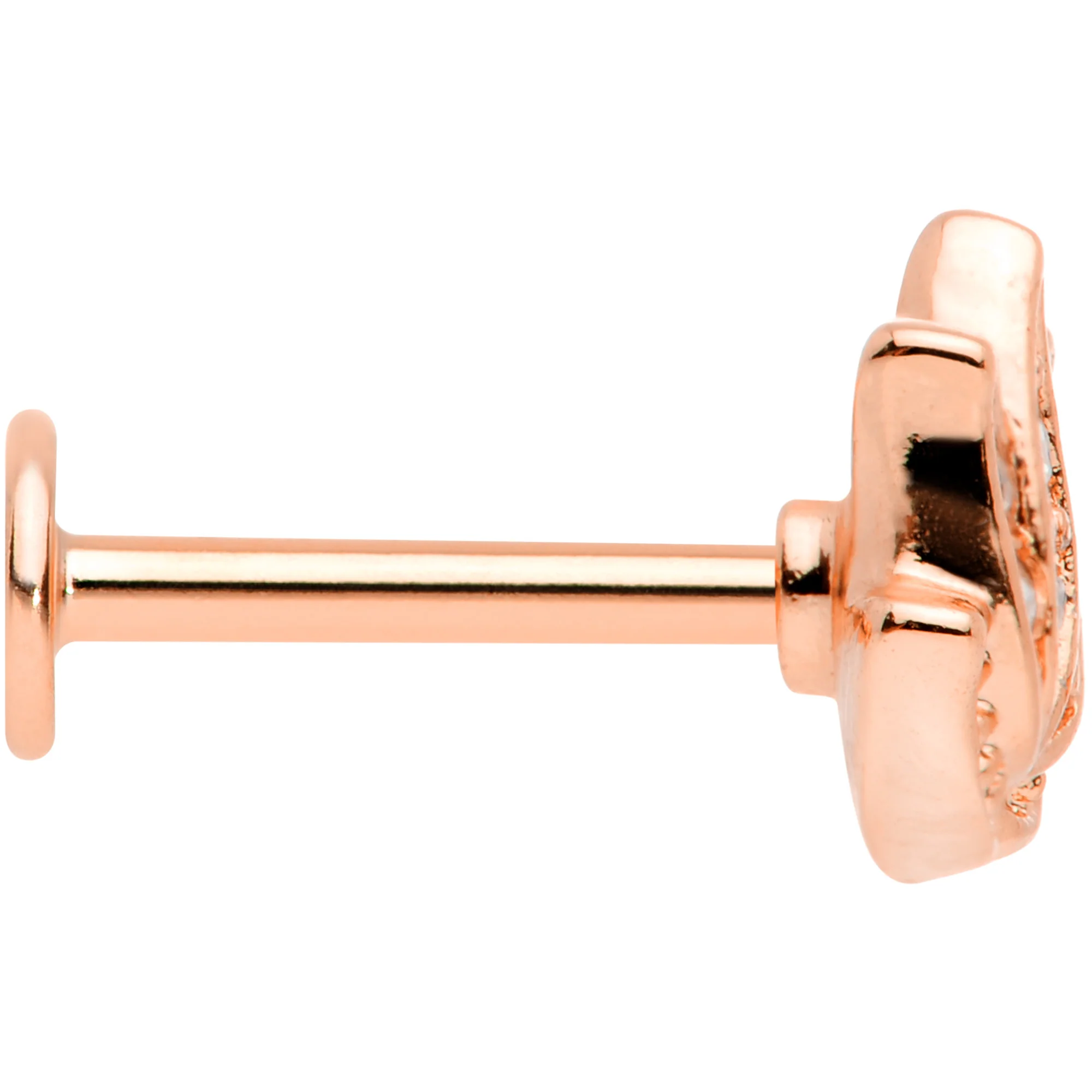 16G 5/16 Clear Gem Rose Gold Tone Lotus Labret Monroe Tragus - Image 3