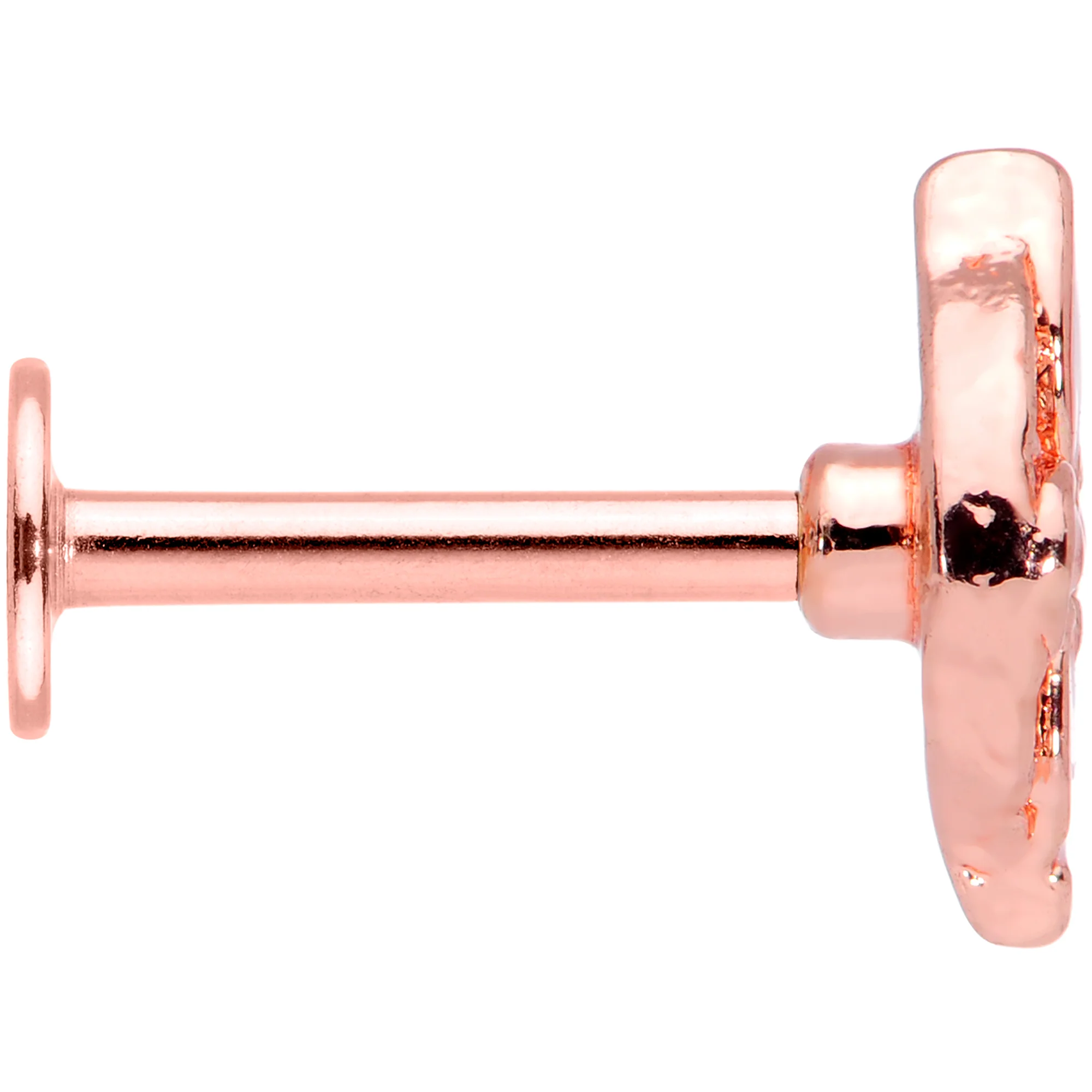 16G 5/16 Clear Gem Rose Gold Tone Pink Cross Labret Monroe Tragus - Image 3