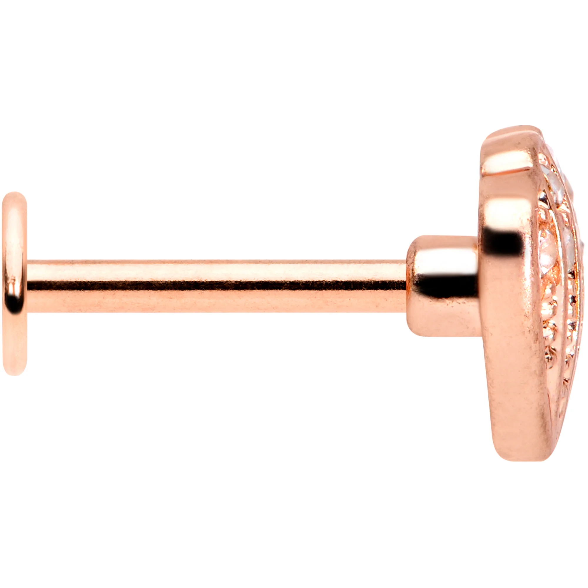 16G 5/16 Clear Gem Rose Gold Tone Shell Labret Monroe Tragus - Image 3