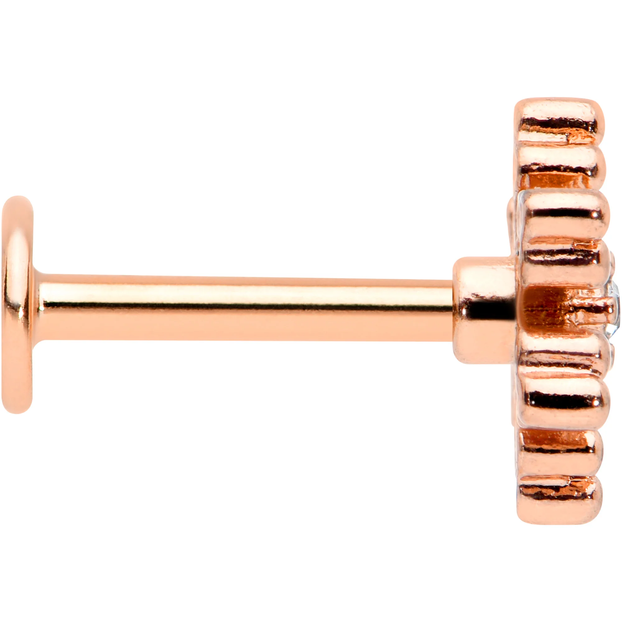 16G 5/16 Clear Gem Rose Gold Tone Snowflake Labret Monroe Tragus - Image 3