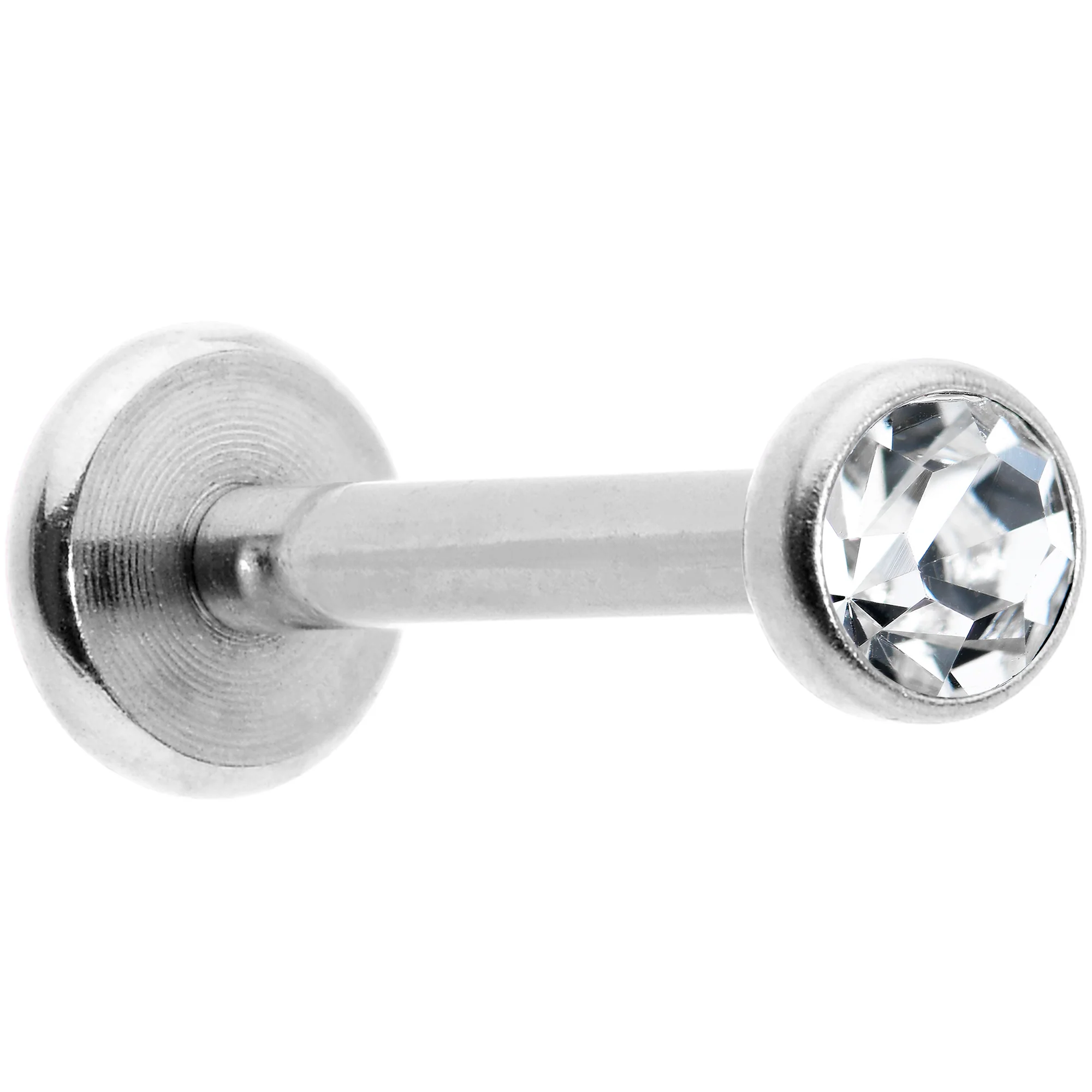 16G 5/16 Clear Gem Threadless Labret Monroe Tragus