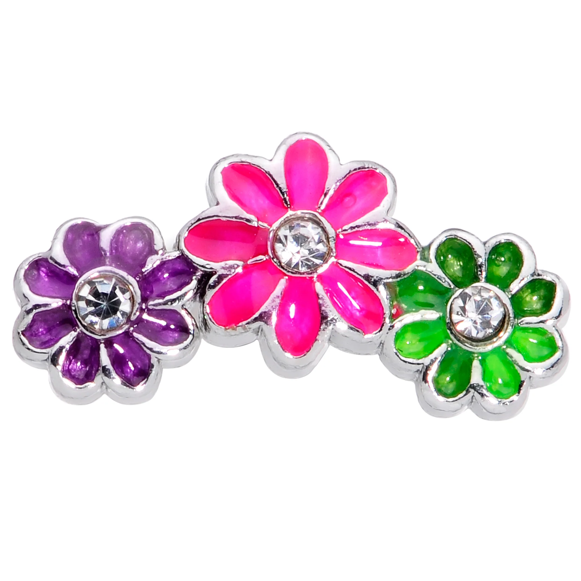 16G 5/16 Clear Gem Triple Flower Garland Labret Monroe Tragus - Image 2