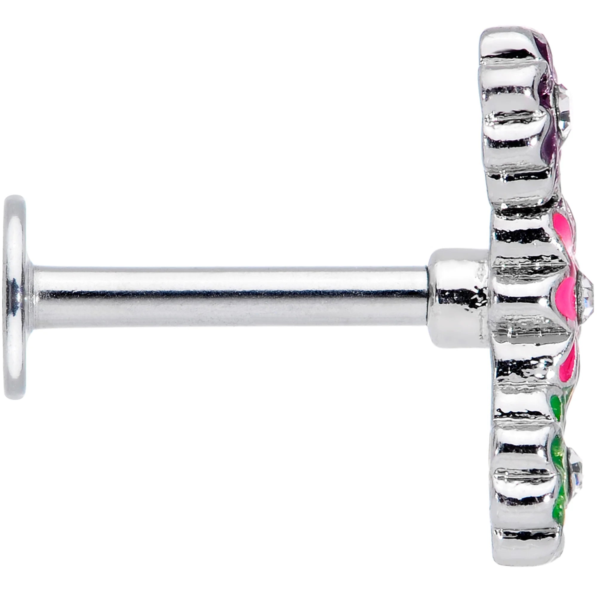 16G 5/16 Clear Gem Triple Flower Garland Labret Monroe Tragus - Image 3