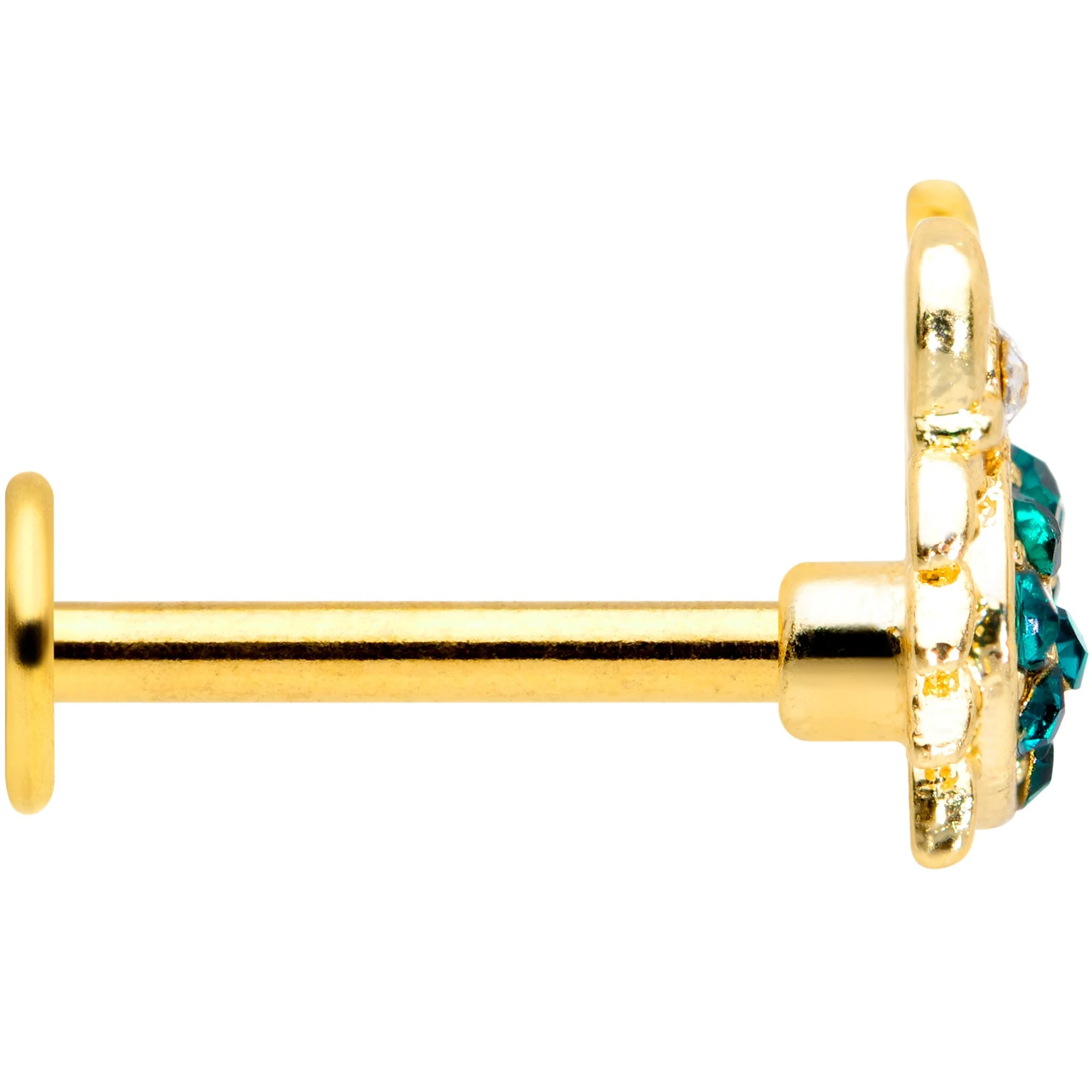 16G 5/16 Clear Green Gem Gold Tone Nautical Crab Labret Tragus - Image 4