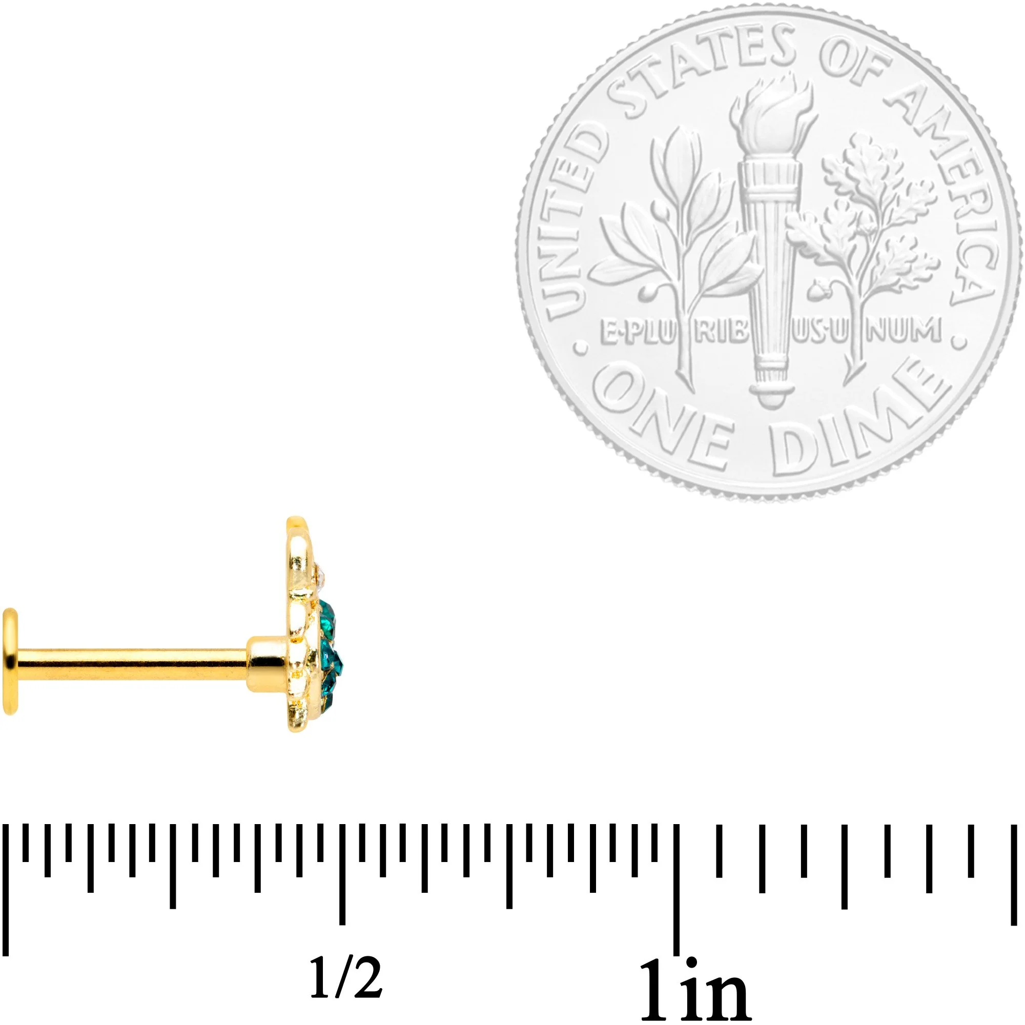 16G 5/16 Clear Green Gem Gold Tone Nautical Crab Labret Tragus - Image 5
