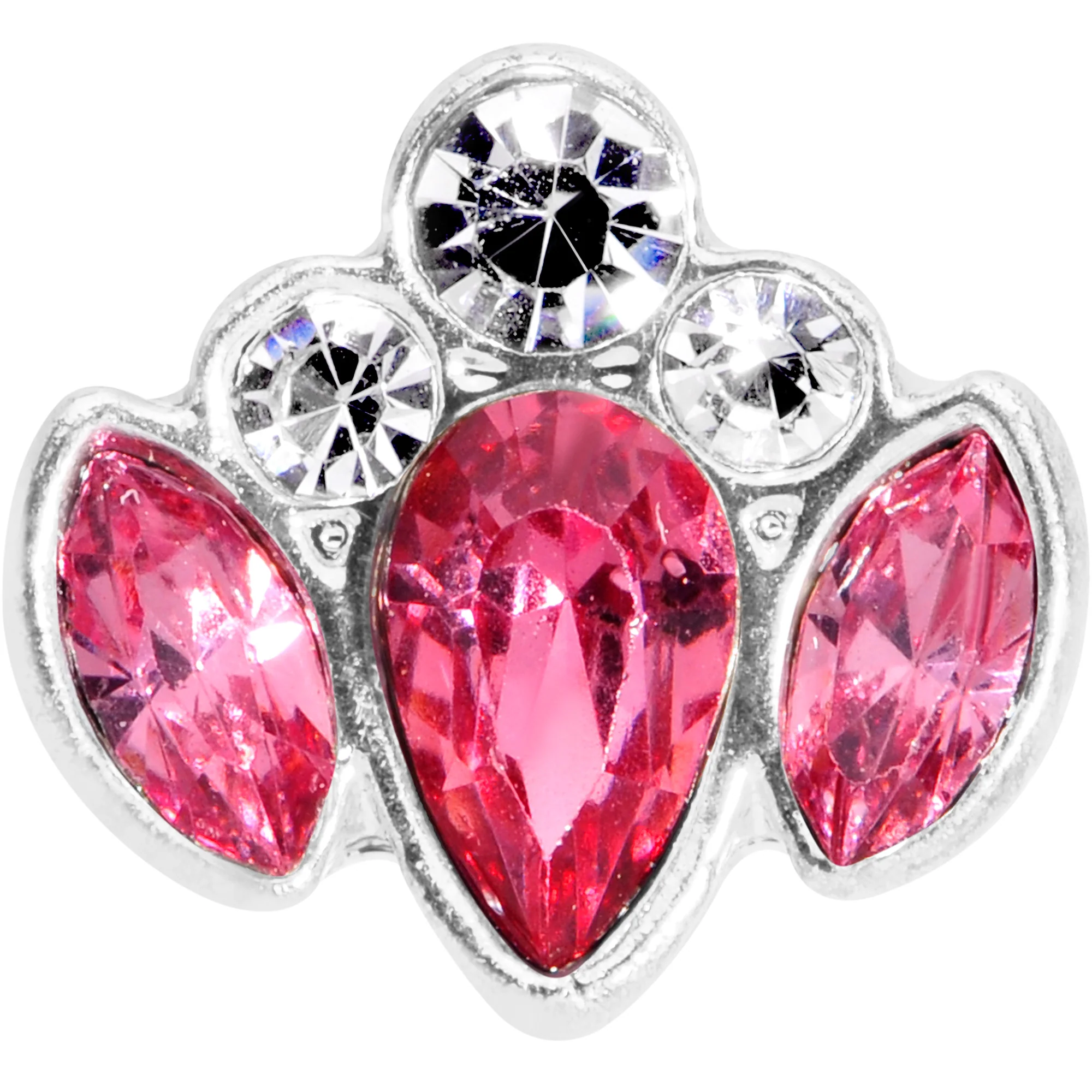 16G 5/16 Clear Pink Gem Cluster Labret Monroe Tragus - Image 2