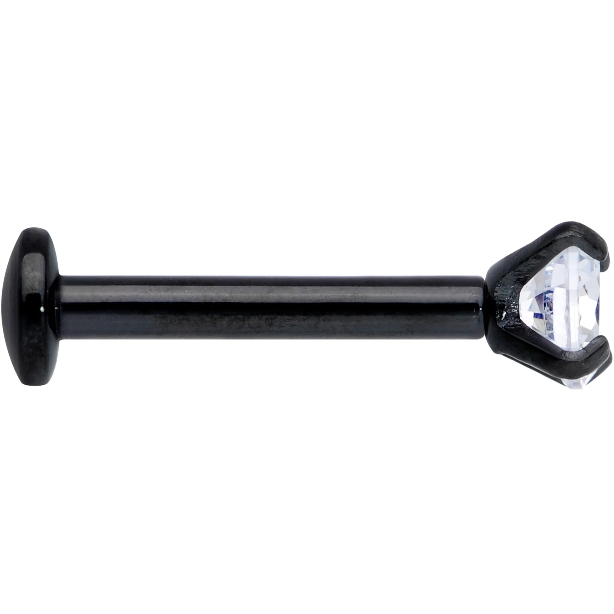 16G 5/16 CZ Gem Black 3mm Threadless Push In Labret Tragus - Image 3