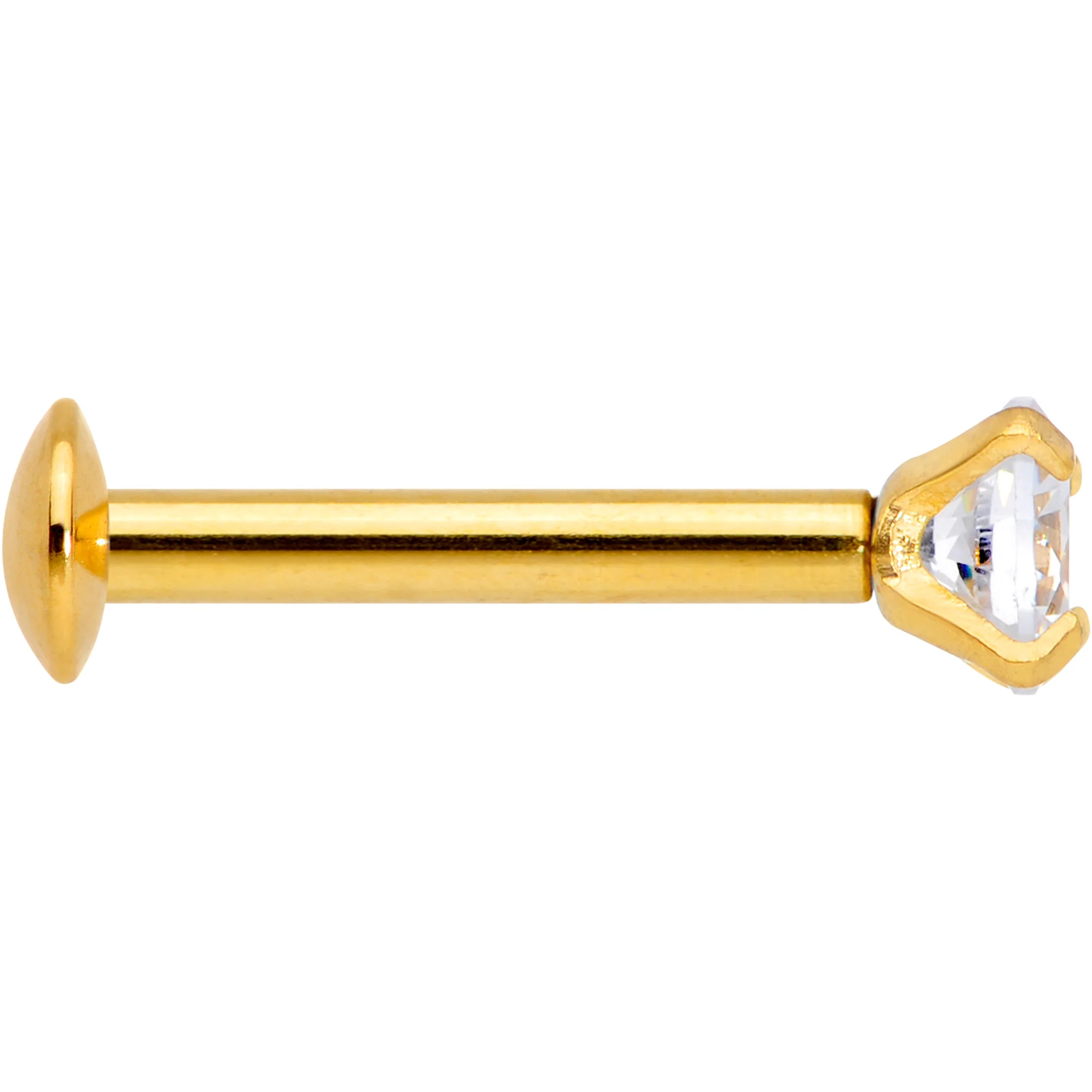 16G 5/16 CZ Gem Gold PVD 3mm Threadless Push In Labret Tragus - Image 3